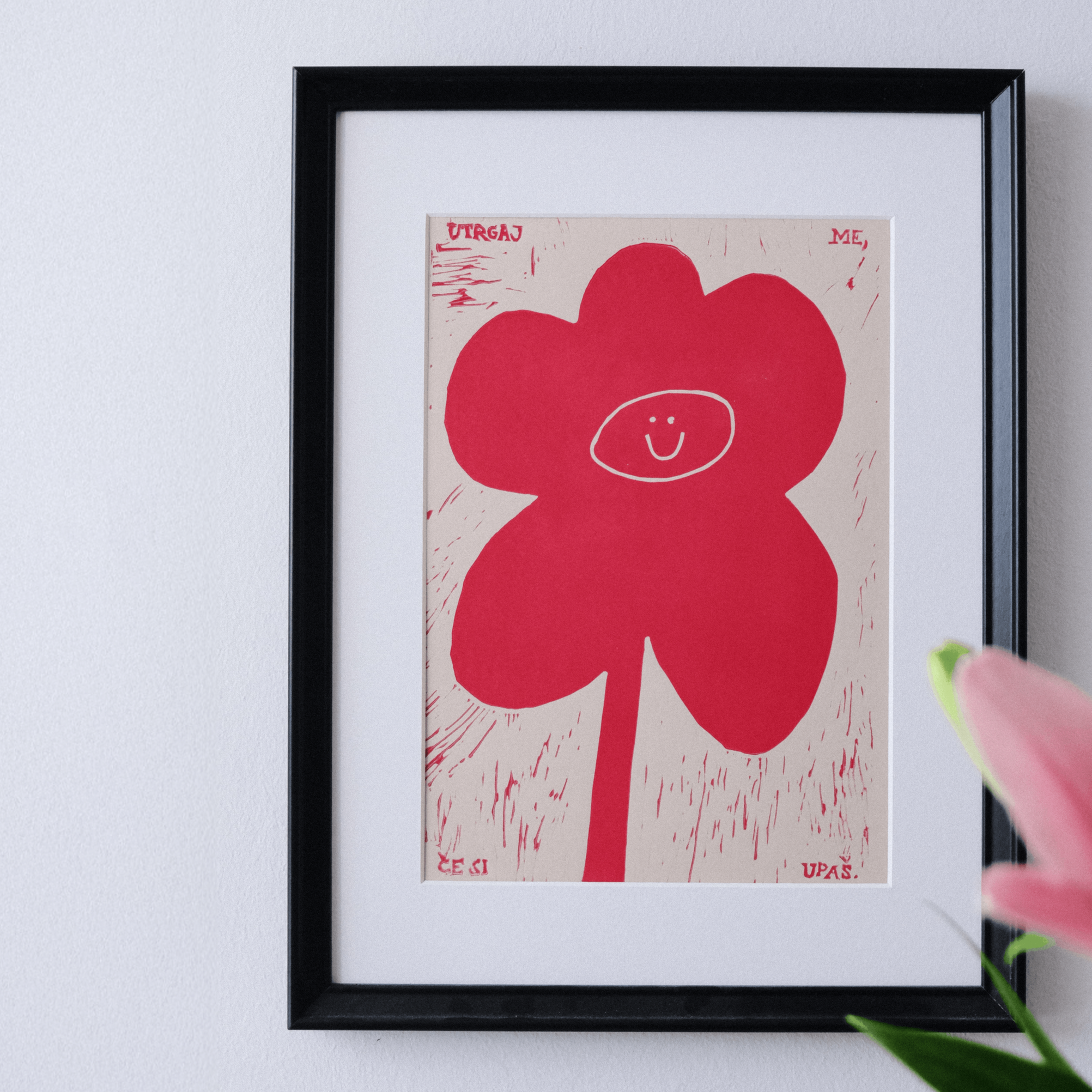 DSCF9091-VSCO-2.Minimalist red flower print with a smiley face, modern playful floral wall art poster_MALA-MAJA
