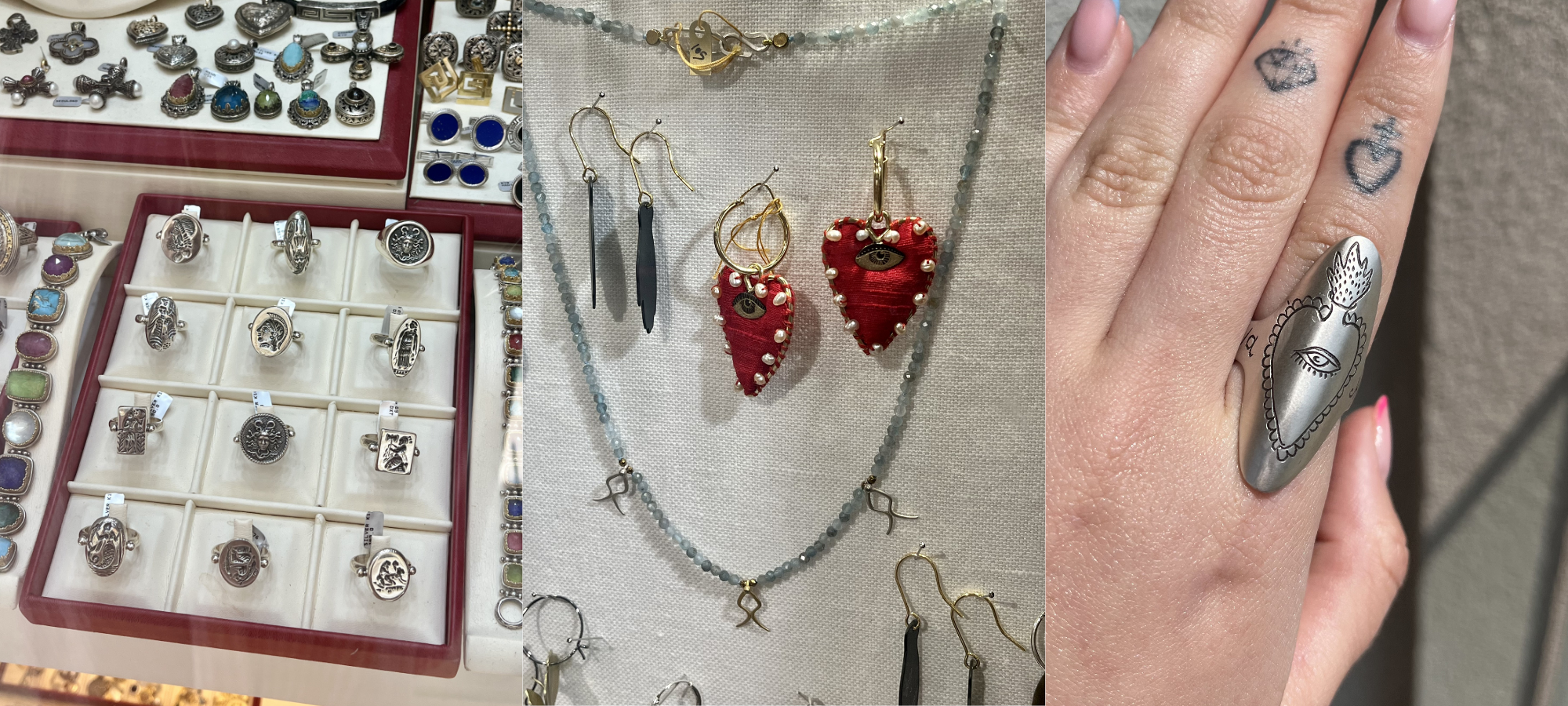 A collage showing jewellery discoveries in Corfu.