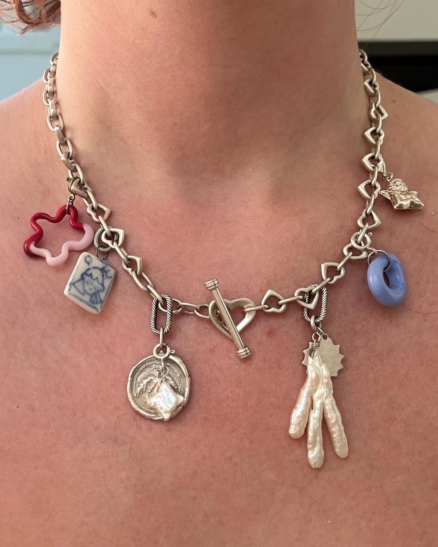 Charm necklace heaven 👼 Whilst I was on holiday I took away some gorgeous treasures including these charm necklaces I put together 💎 Featuring vintage pieces I&rsquo;ve sourced and some fabulous pieces made by some small business angels (tagged) 🪽