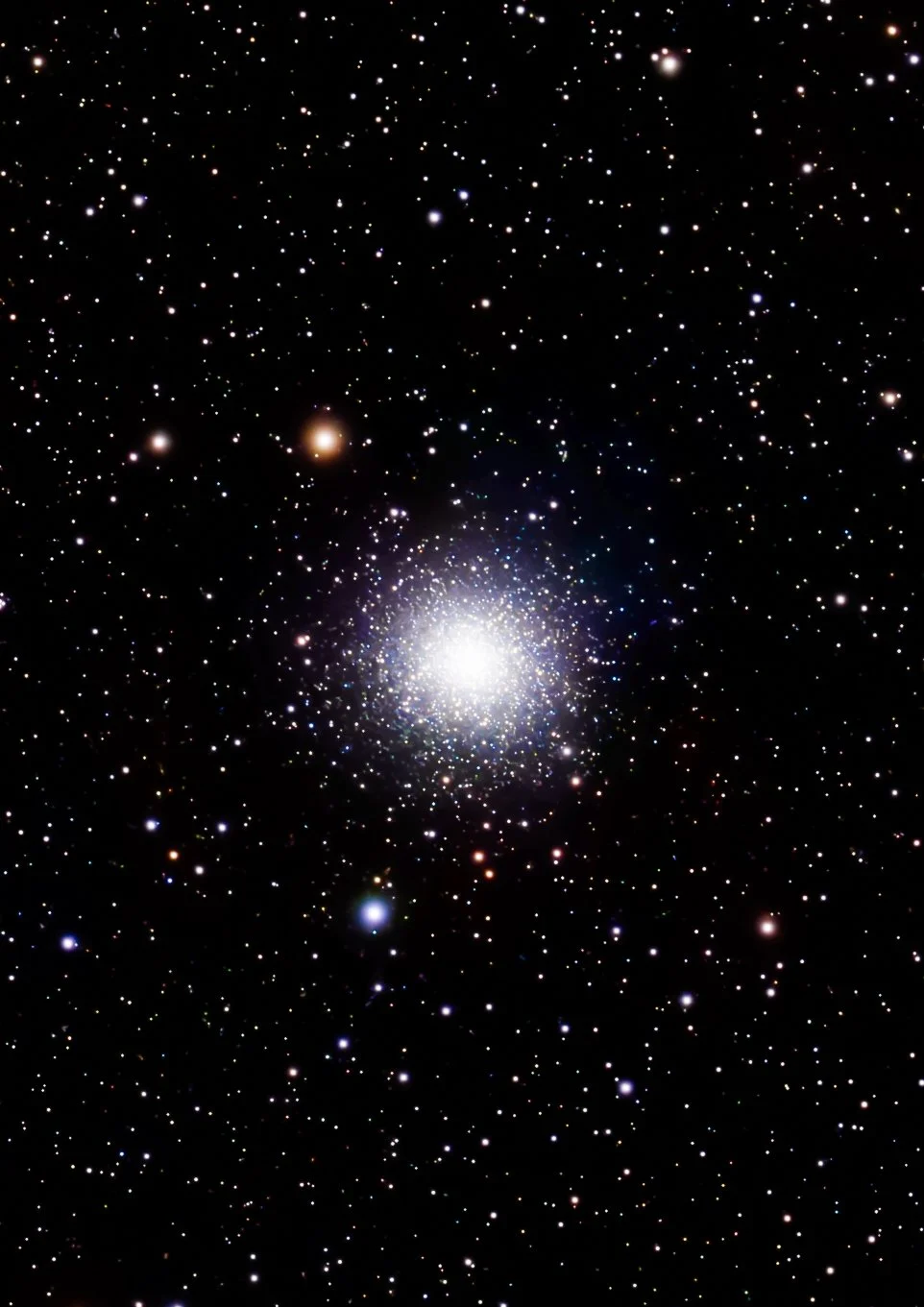 M13, a globular star cluster in the constellation Hercules.  It is estimated that up to 500,000 suns form this stunning star cluster.