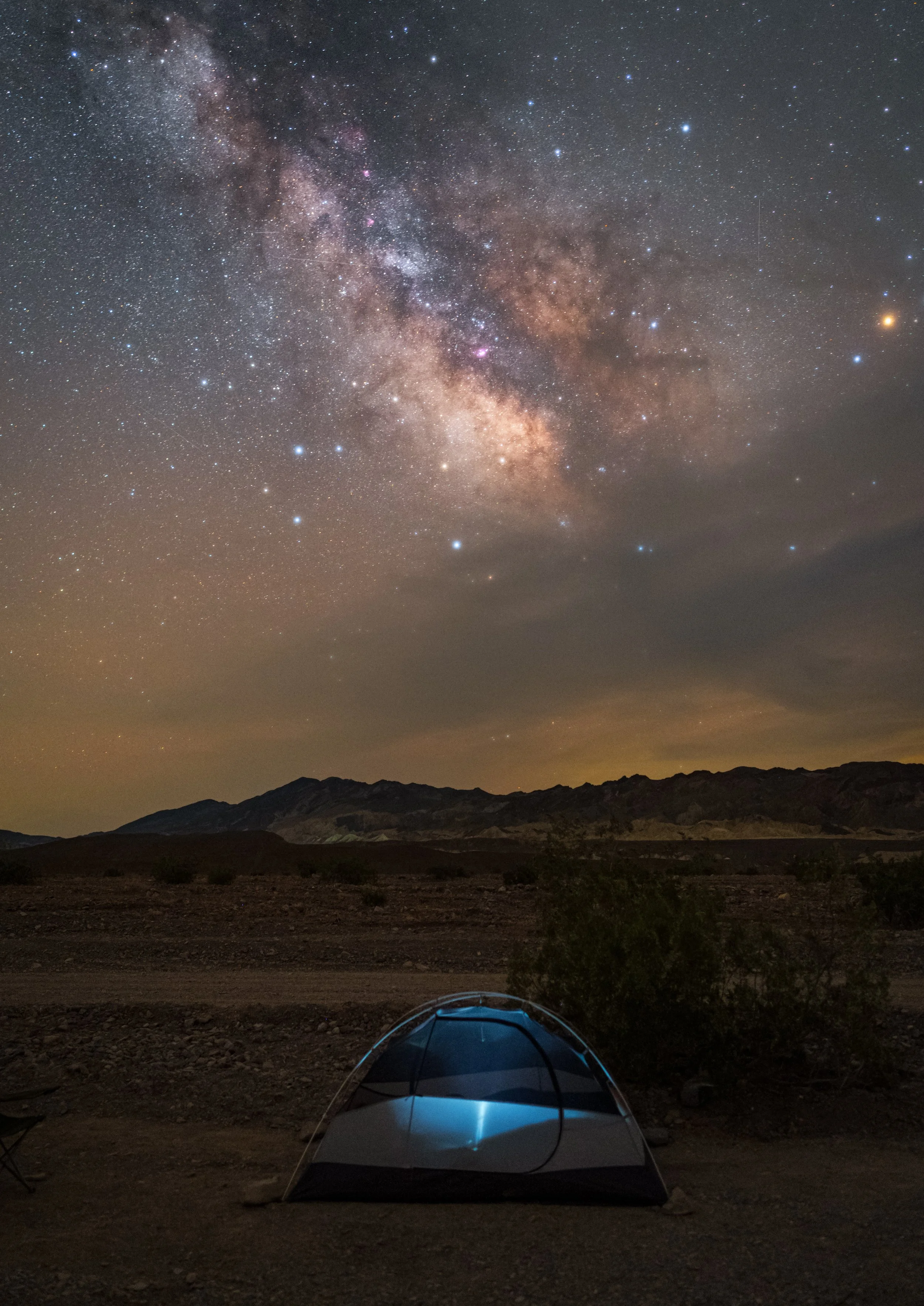 Primitive camping in Death Valley, California.