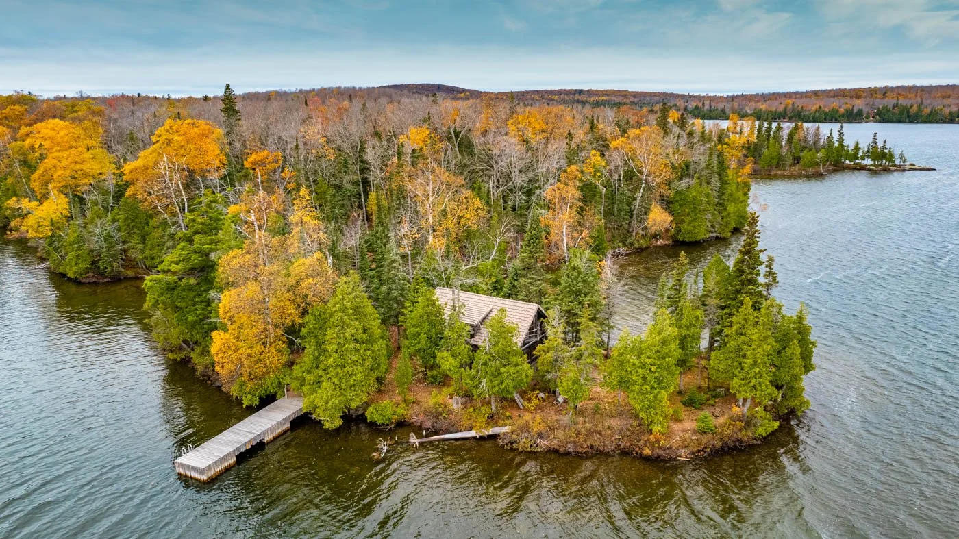 Point House & dock. Cabin point in distance.