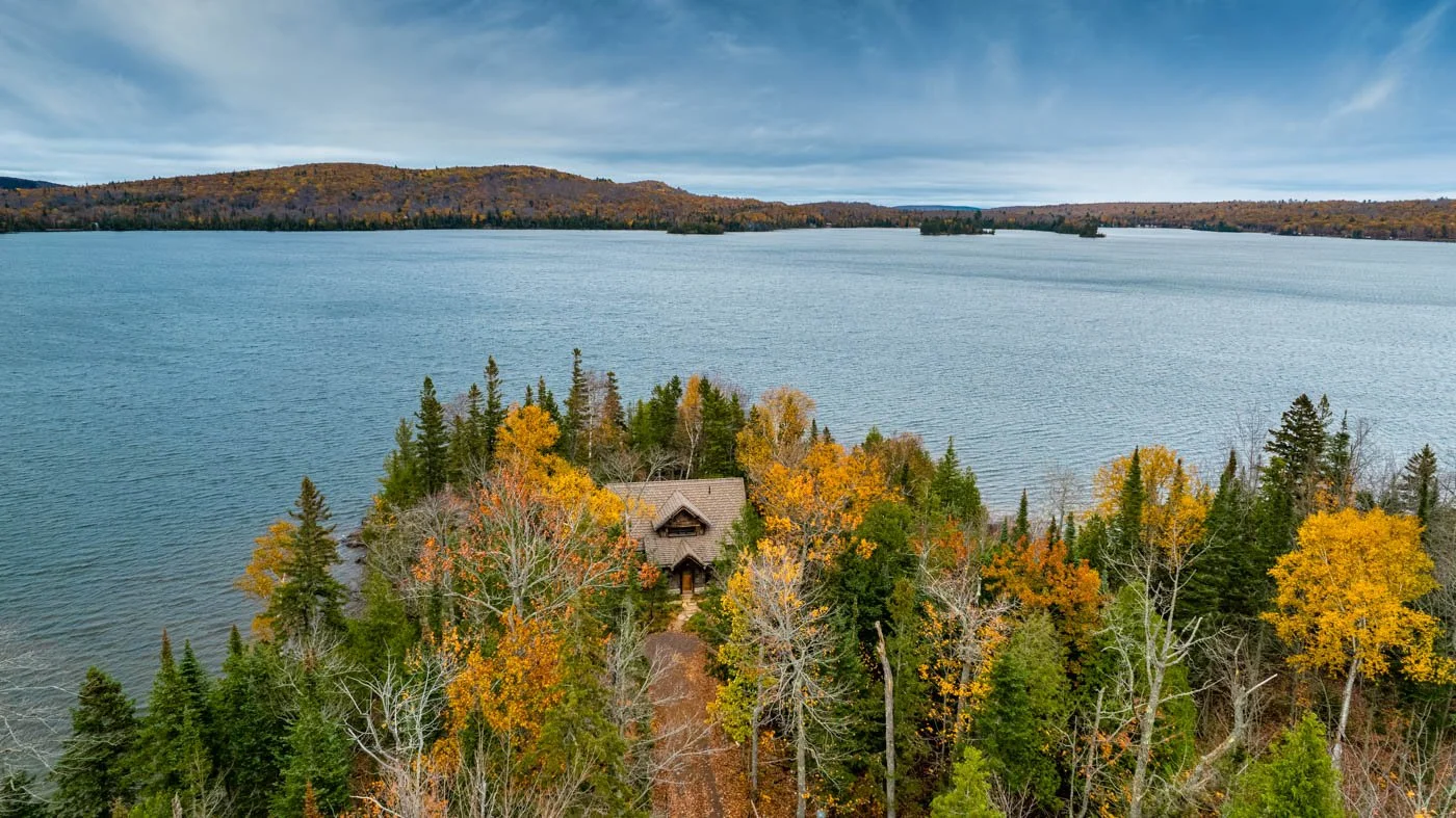 Magical, secluded Anam Cara: 12 acres and half-mile of shoreline on idyllic Lake Medora in the Amazing Keweenaw.
