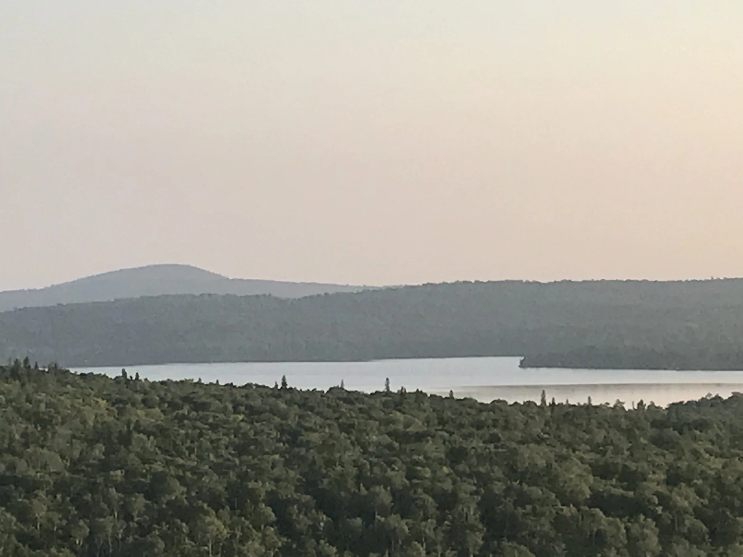 Lake Medora from the top of Mount Brockway.  Our point is on the right.