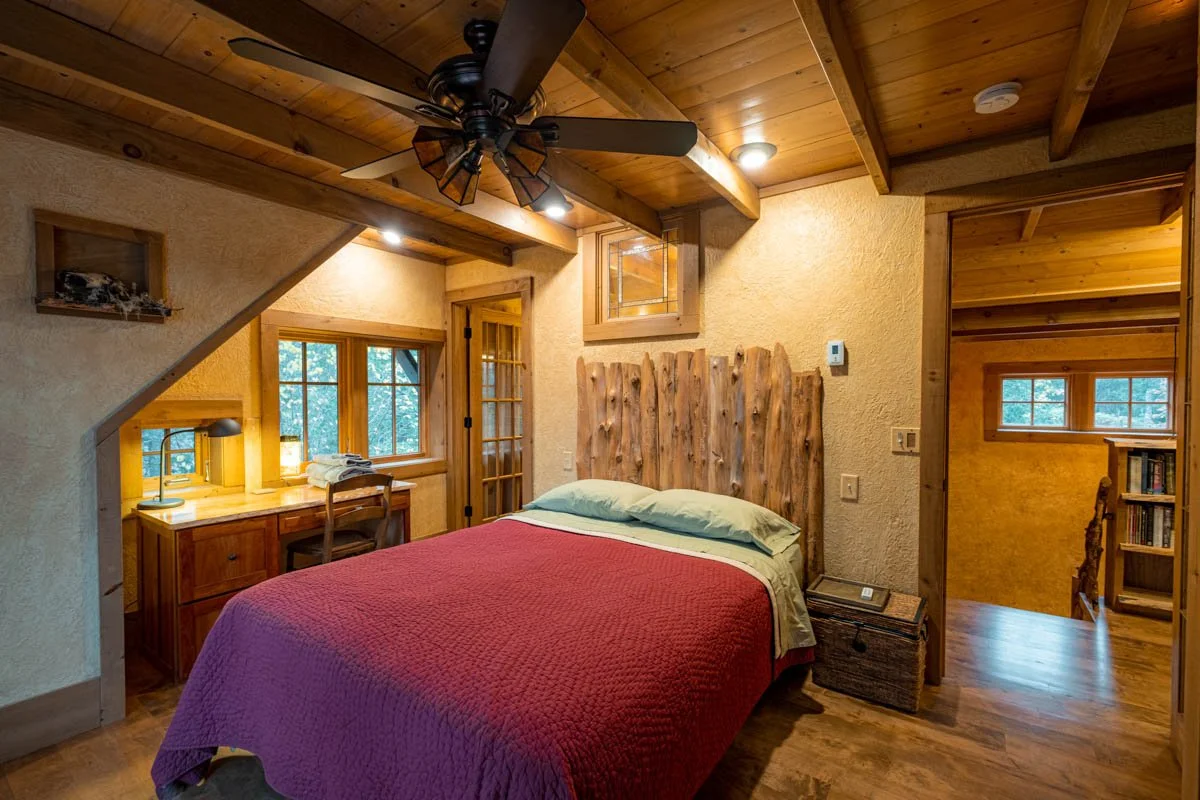 Handmade headboard from cedar slash pile
