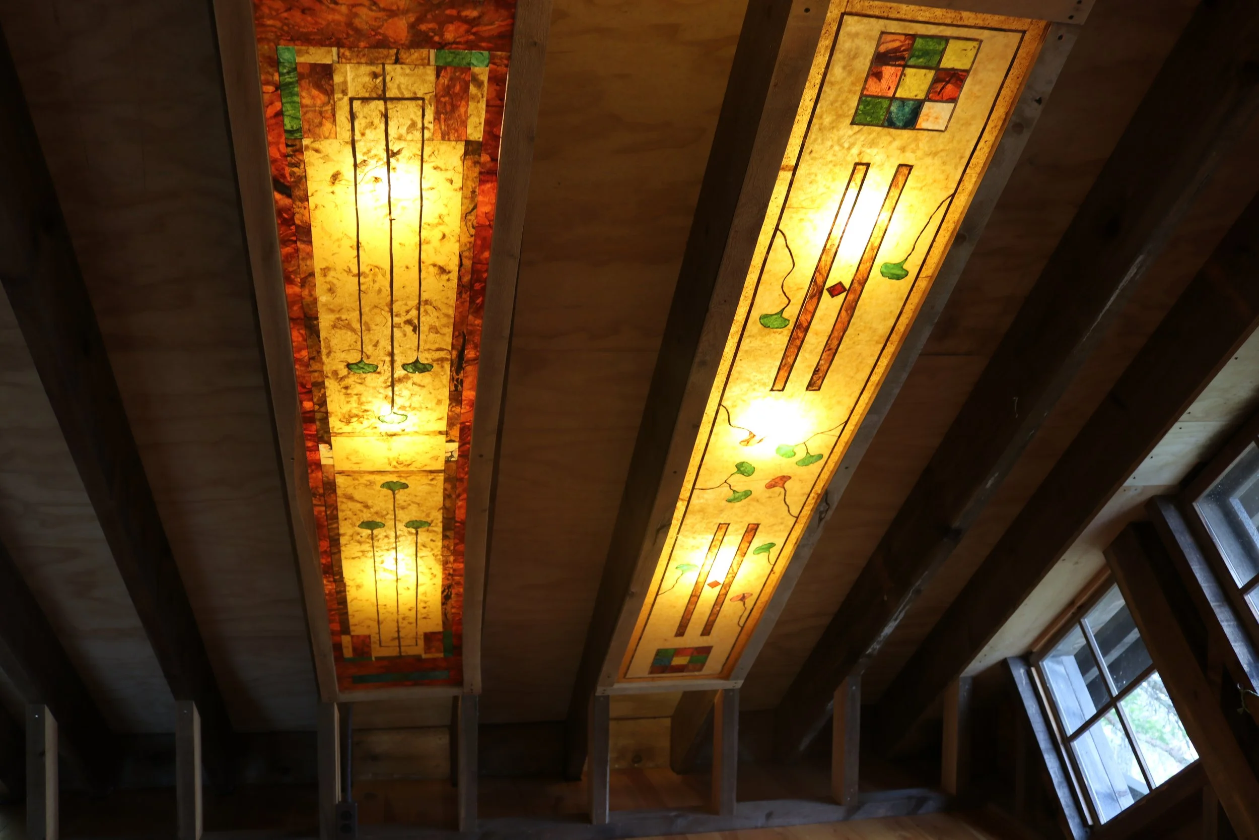 Point House detail - faux stained glass panels