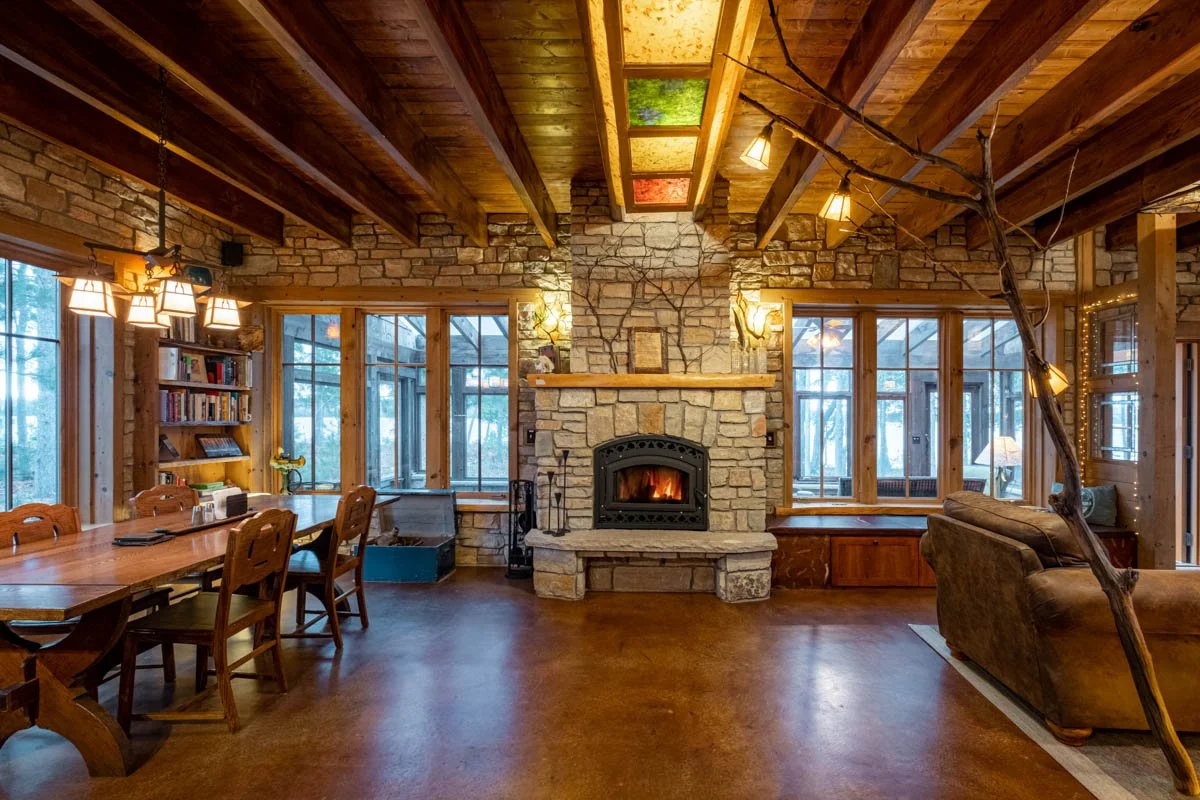 Cabin has an open plan