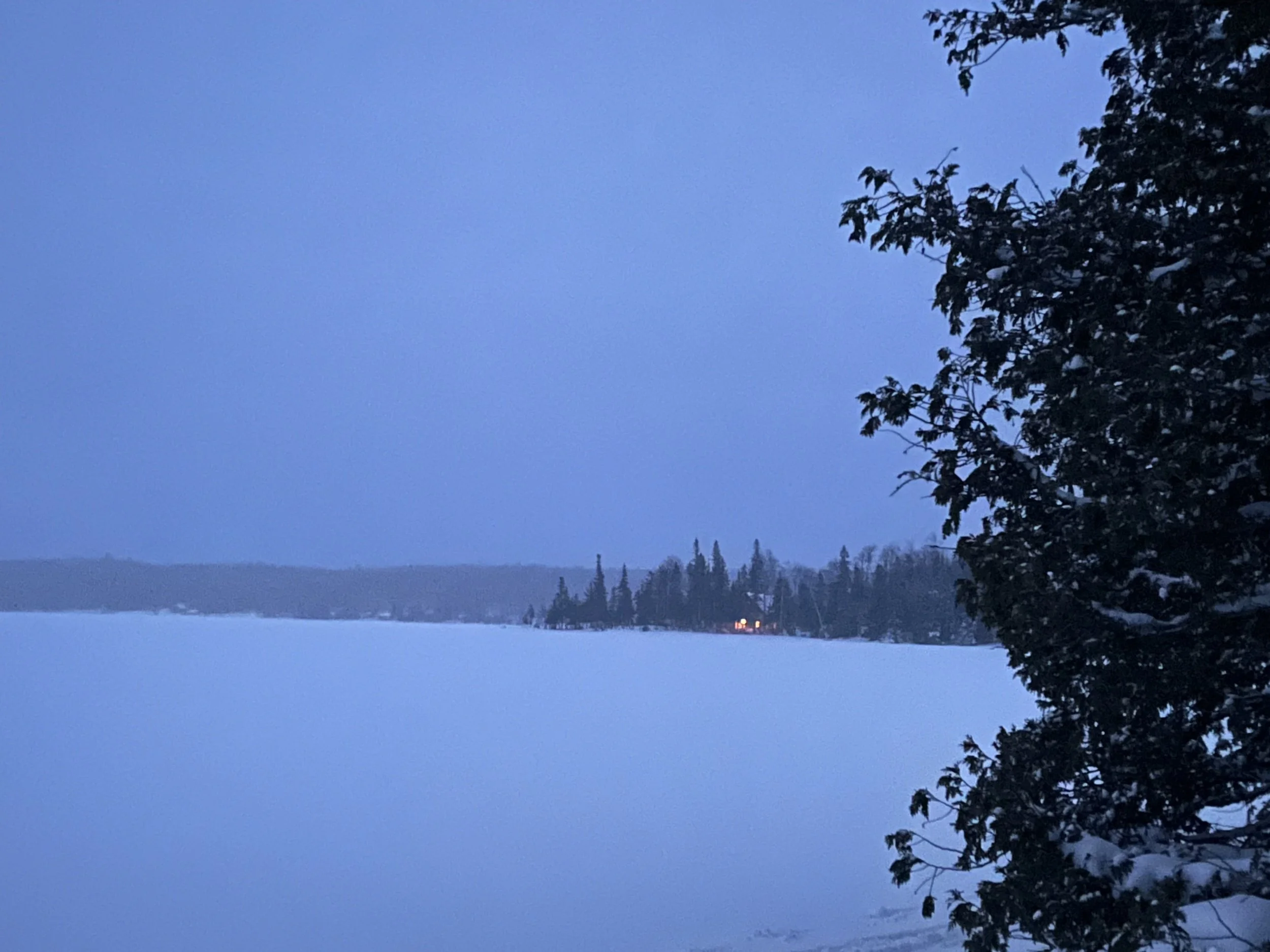 From afar, the cabin light draws us in...like months to a flame.