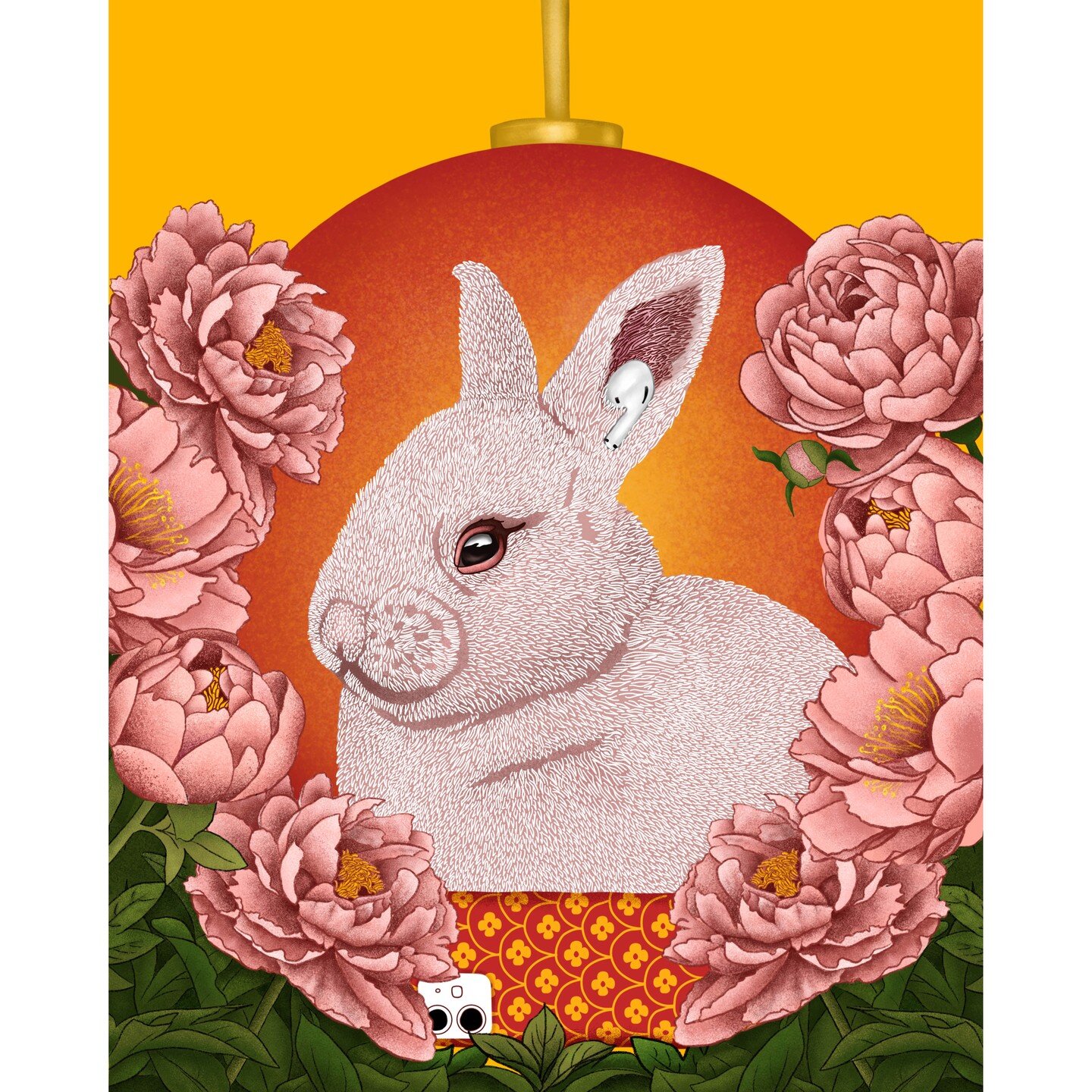 After a long winter's (social media) nap, I'm back!! Couldn't resist a bunny New Year illustration, and I had so much fun shading the peonies (which symbolize wealth, prosperity, and peace). Wishing you all a year of peonies.

#peoniesaremyfavorite #