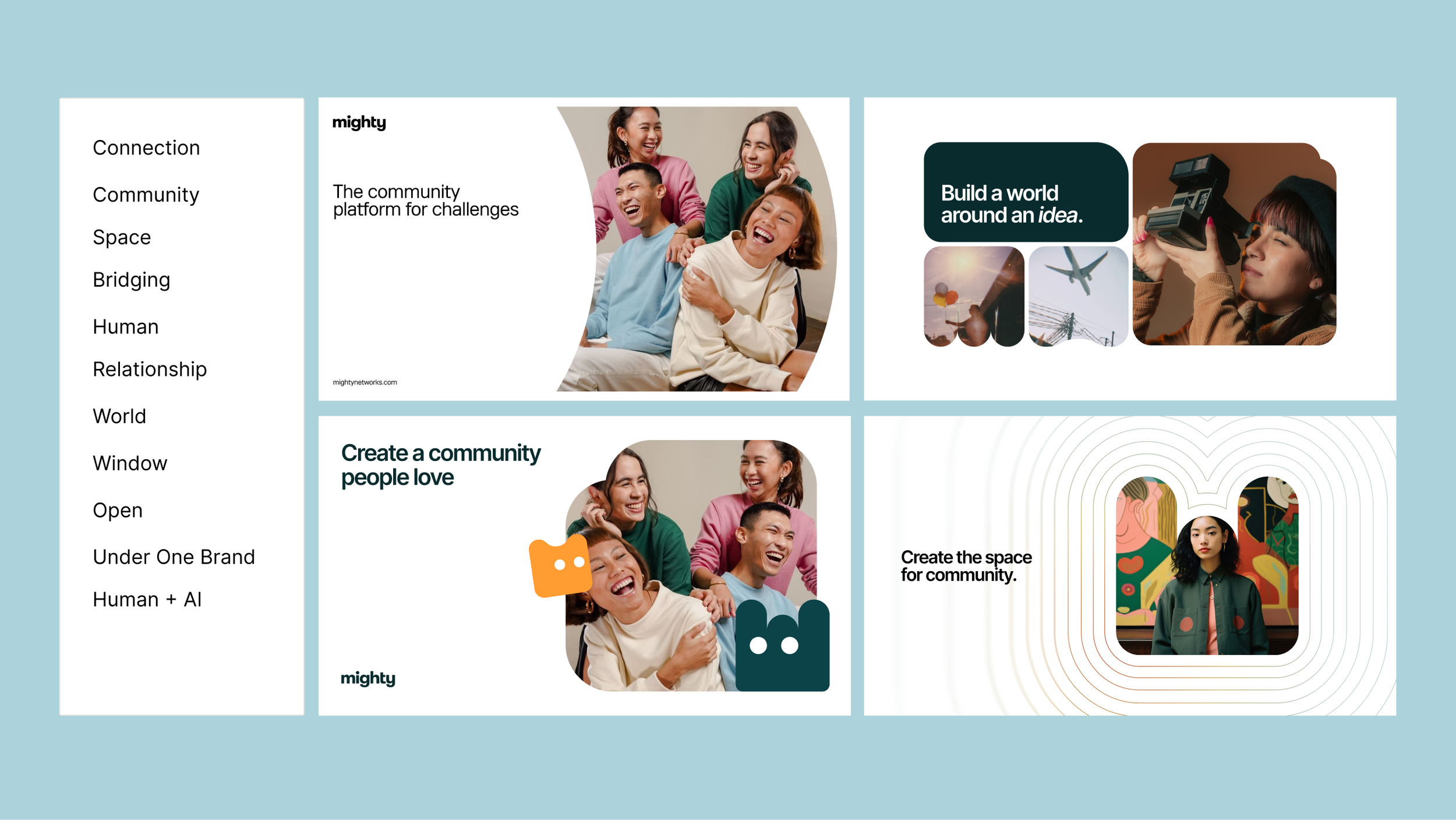 The designer was briefed on the concepts and provided additional context about Mighty, including keywords and brand attributes.