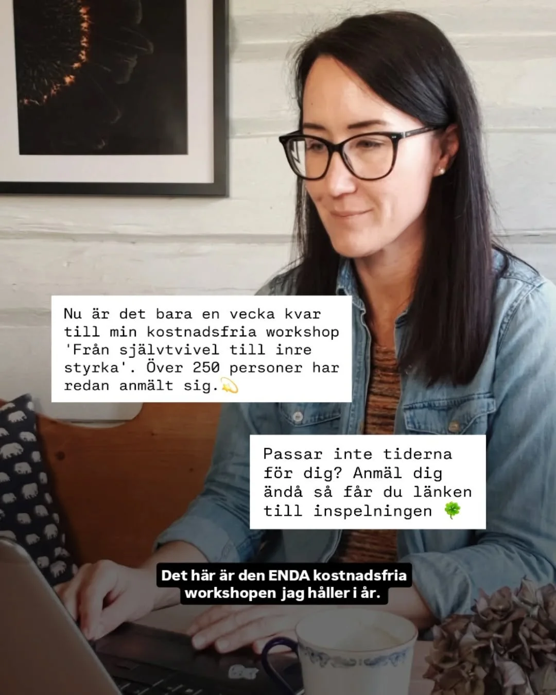 Mer &auml;n 250 personer har nu anm&auml;lt sig till min kostnadsfria workshop &rdquo;Fr&aring;n sj&auml;lvtvivel till inre styrka&rdquo; 🌟

&Auml;r du tr&ouml;tt p&aring; att vara din egen st&ouml;rsta kritiker? P&aring; att alltid k&auml;nna att d