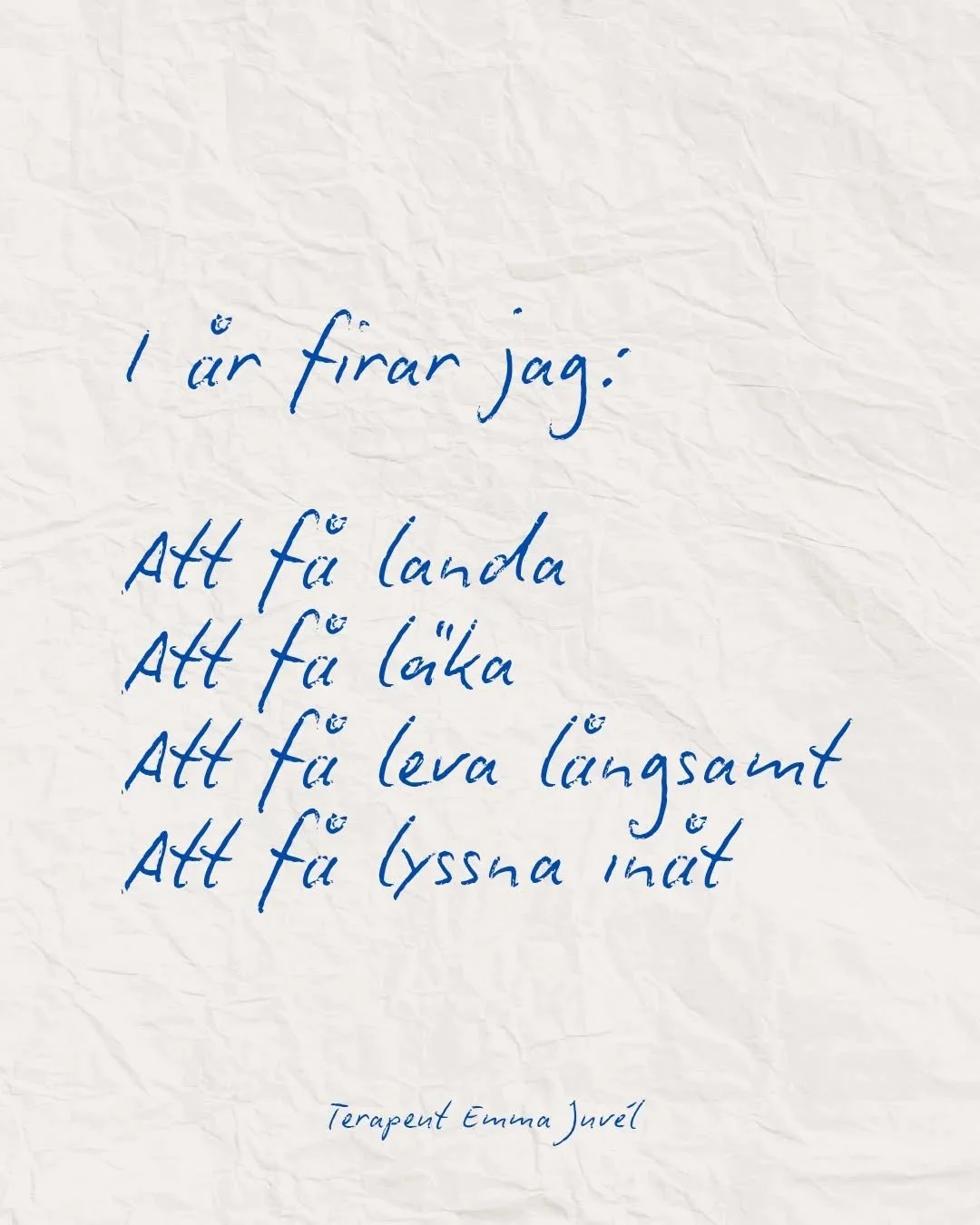 I &aring;r firar jag lugn, l&aring;ngsamhet och livsn&auml;rvaro.
Att inte skynda f&ouml;rbi det som k&auml;nns.
Att lyssna in&aring;t och l&aring;ta livet f&aring; ta plats, precis som det &auml;r 🌿

Och kanske &auml;r det h&auml;r ocks&aring; din 