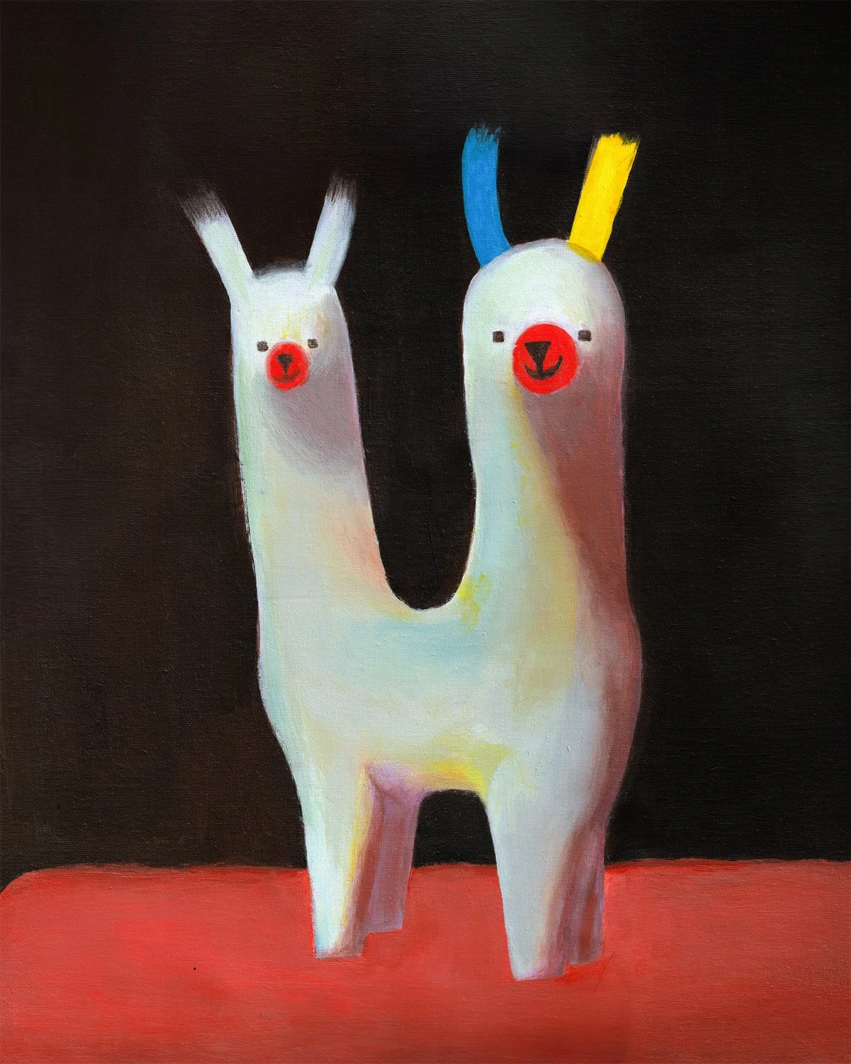 LLAMA DE DOS CABEZAS, 2026, Acrylic paint on canvas, 16 x 20 in x 1 in