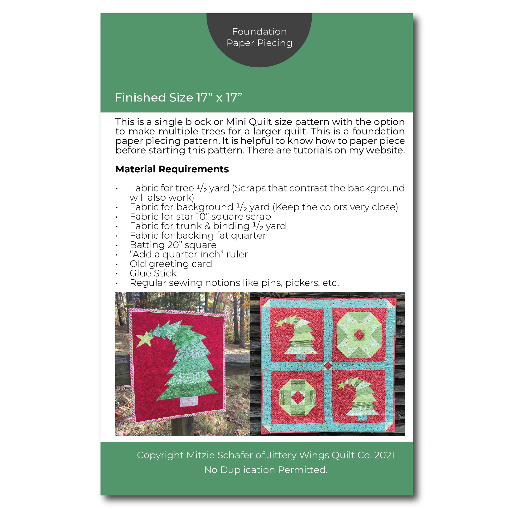 Crooked Christmas Tree Mini Quilt Pattern PDF Download — Jittery
