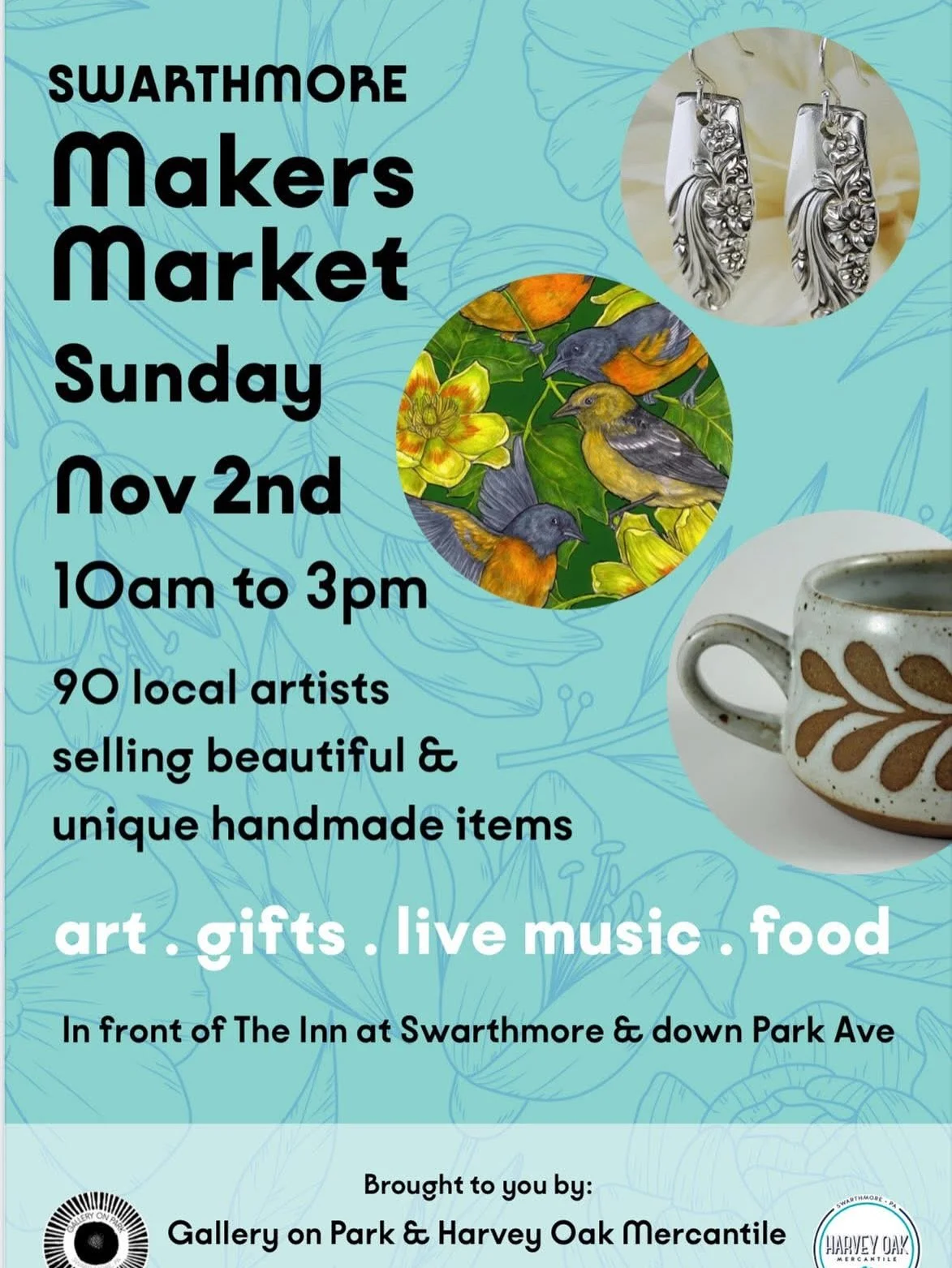 Join me in Swarthmore, PA on Sunday, Nov 2nd. Live music, well-curated artisans and delicious food! See you there!