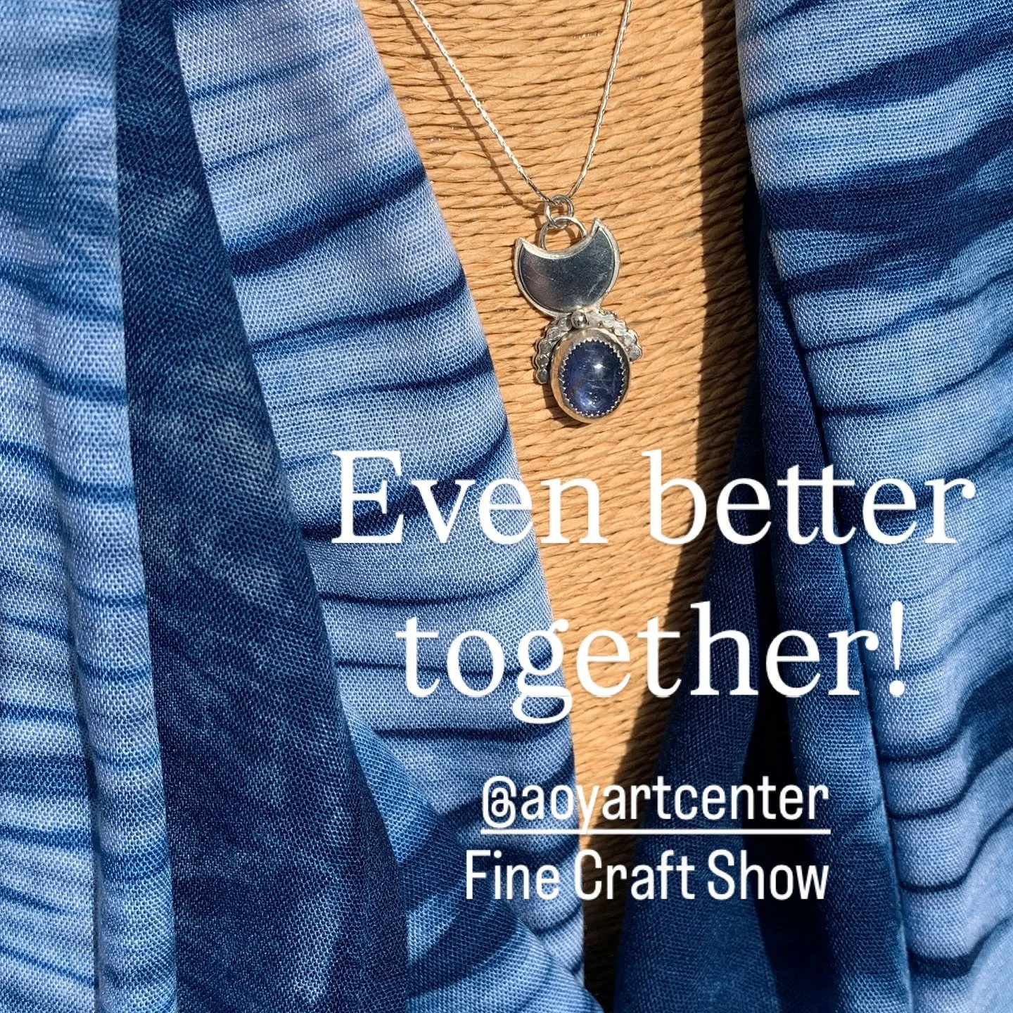 Bellissimo! Find all this handmade goodness @aoyartcenter&rsquo;s Fine Craft Show. I adore Raffaella&rsquo;s aesthetic and love pairing her earrings with my Shibori scarves. Find us both and many other talented artisans on Nov 22-23rd 10-4pm ea day!