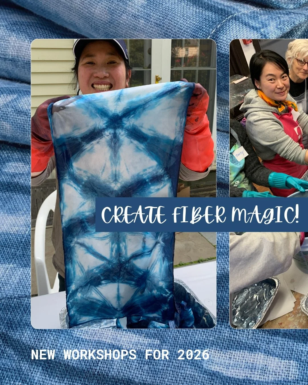 Join us for a creative escape in 2026! Check my bio or bluefoxstudio.net for all the links!  Indigo dyeing with Shibori techniques, Wet Felting for Beginners and Wet Felted Vessels.  There&rsquo;s even a Printmaking with Plants class in the works for