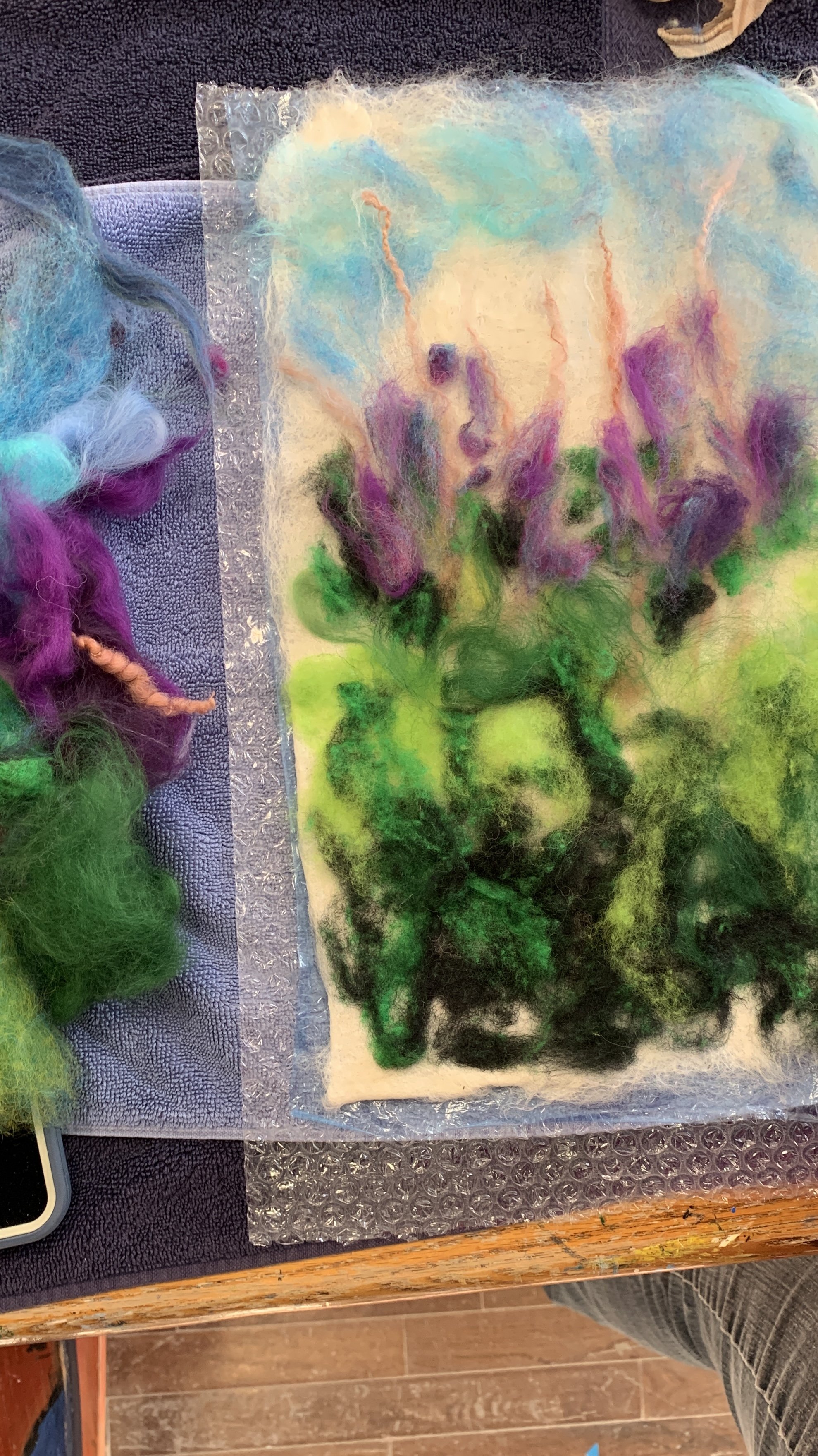In Process - Lupines Wet Felting.JPG