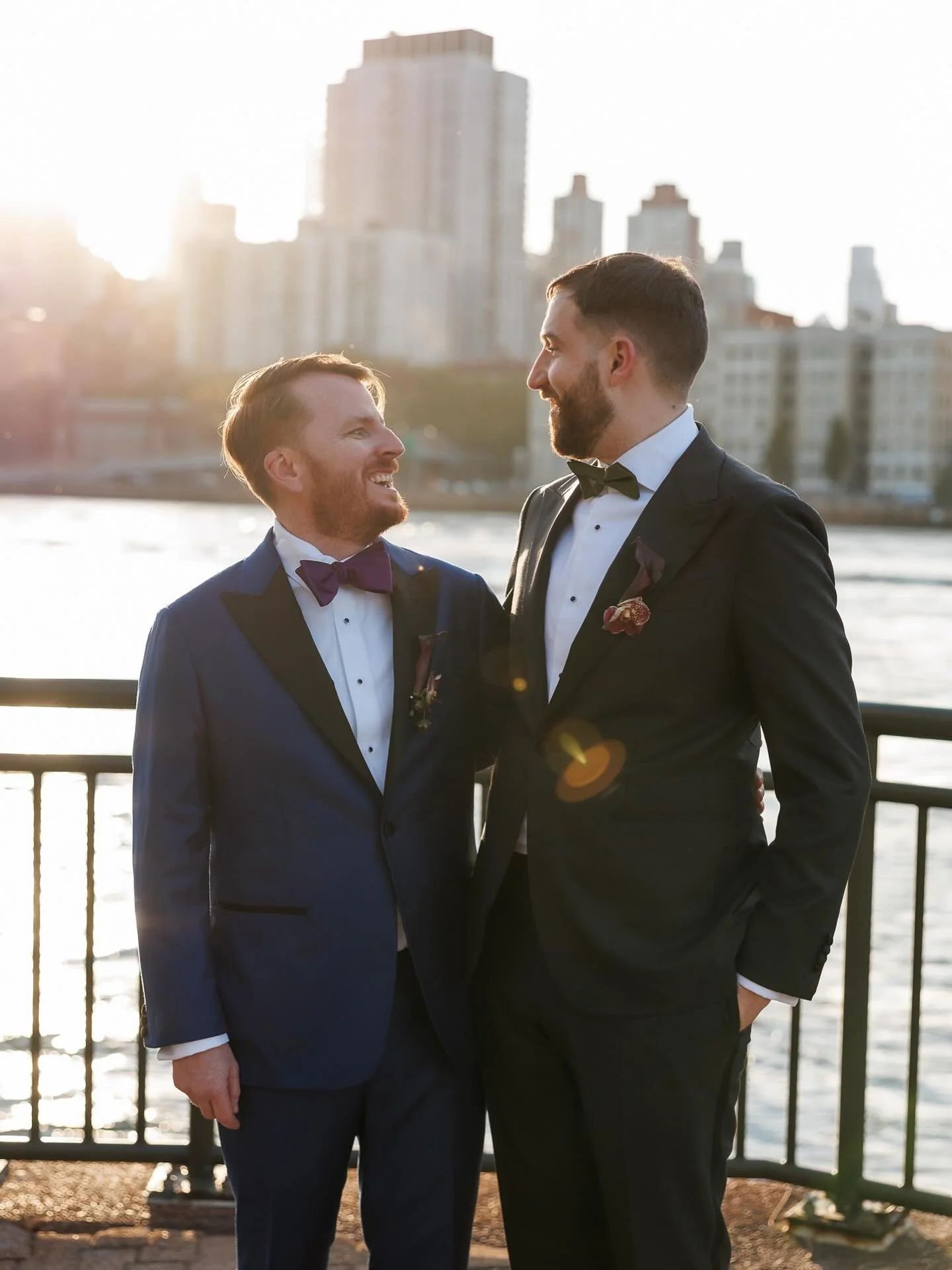 Tim and Will wanted their wedding day to be a mix of nerdy and sentimental. They incorporated their love of Zelda and books into multiple parts of their wedding on a gorgeous fall day at The Sanctuary on Roosevelt Island. The energy was chill and eas