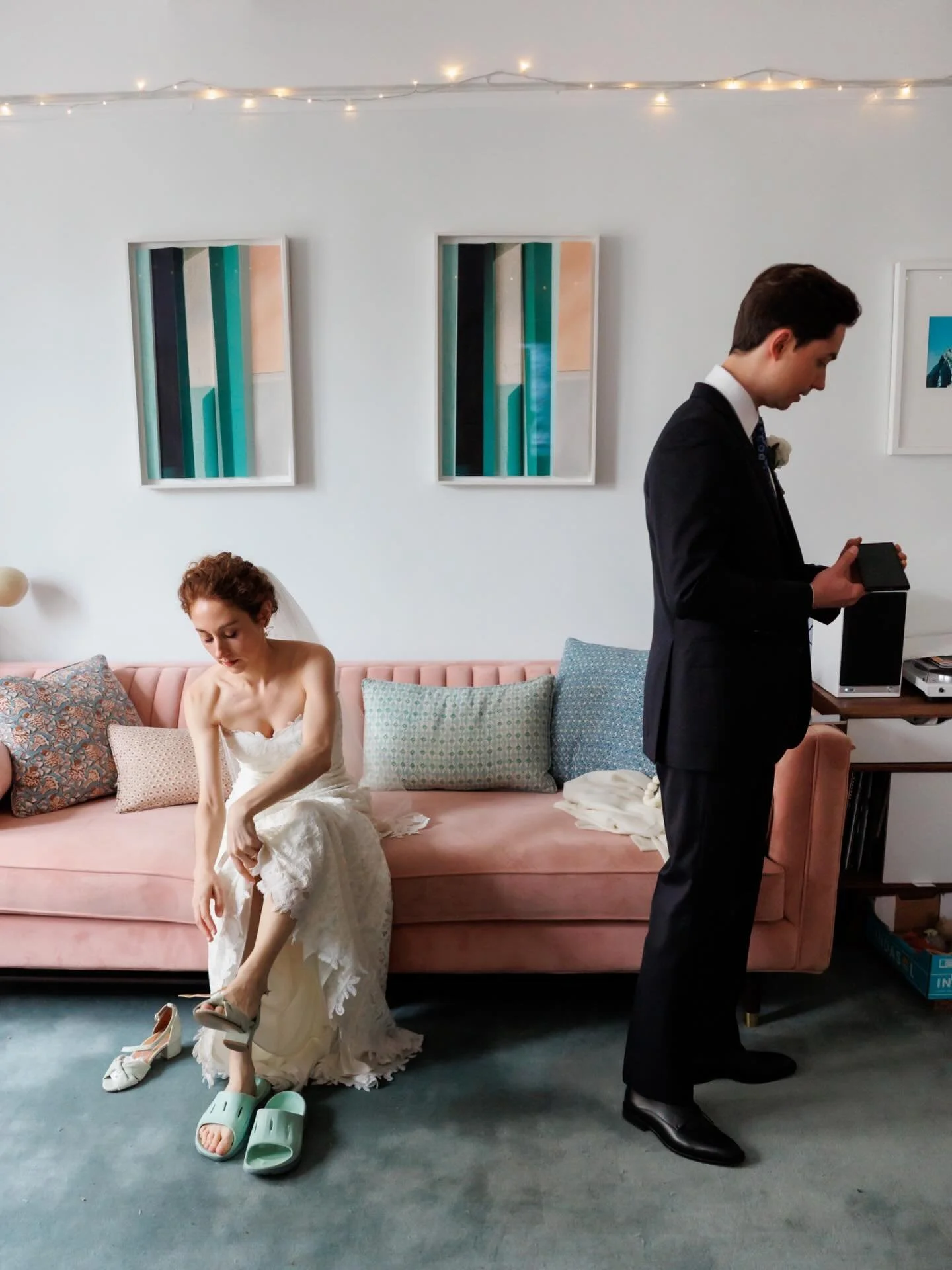 Getting ready together before the wedding ceremony. I really like starting off photo coverage during prep because it gives everyone a chance to get used to having the camera around which leads more comfort for candid moments throughout the day. I als