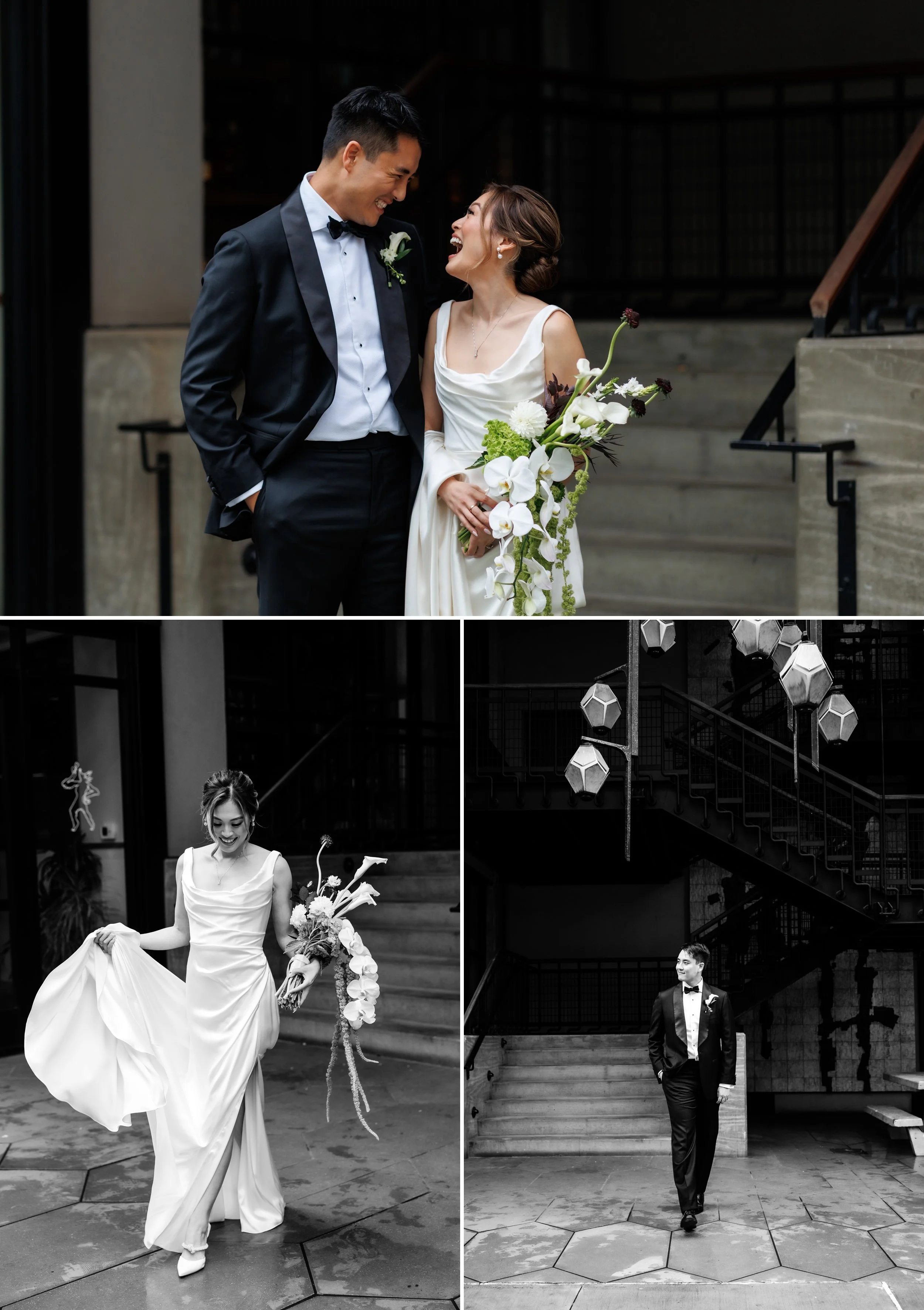  Portraits of couple in front of Ace Hotel Brooklyn before their wedding 