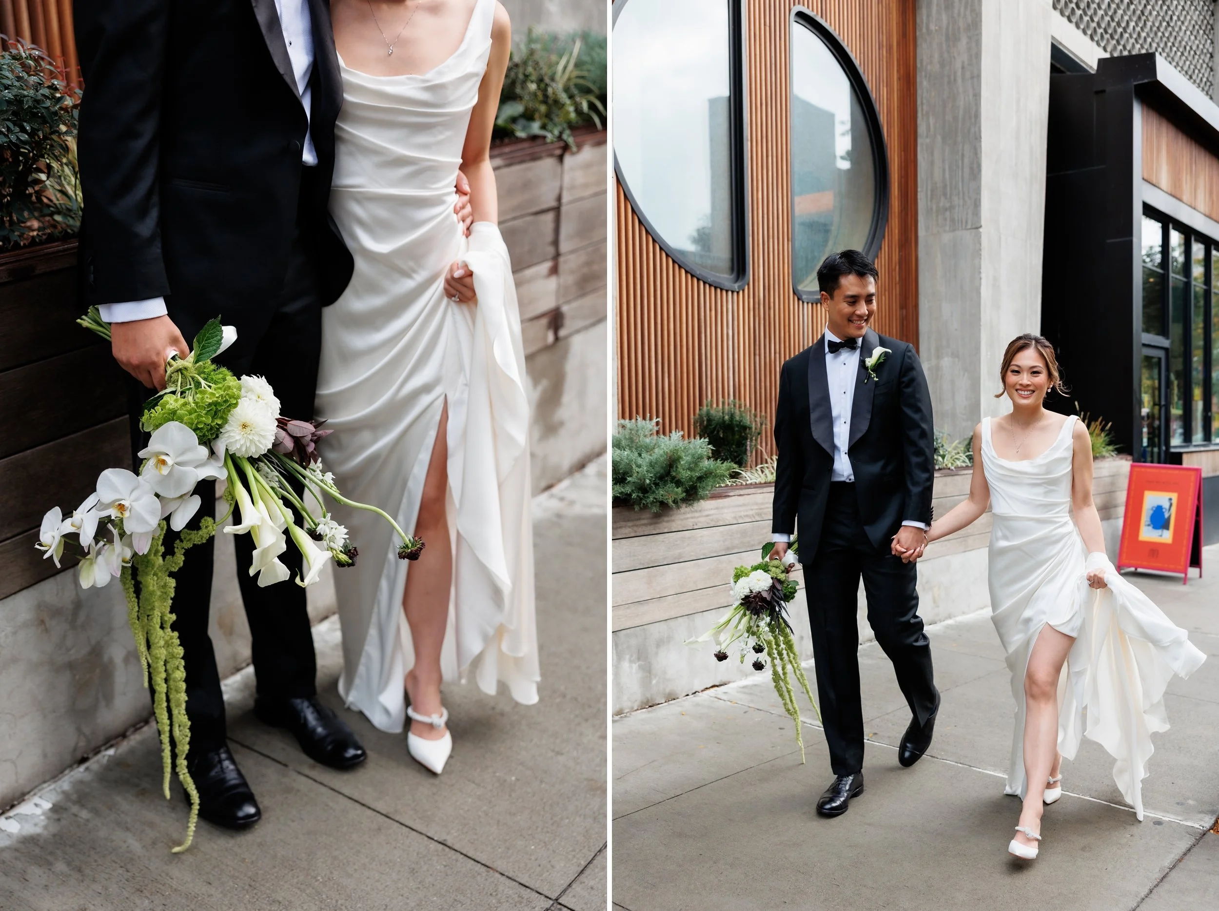  Portraits of a couple in front of Ace Hotel Brooklyn before their wedding 