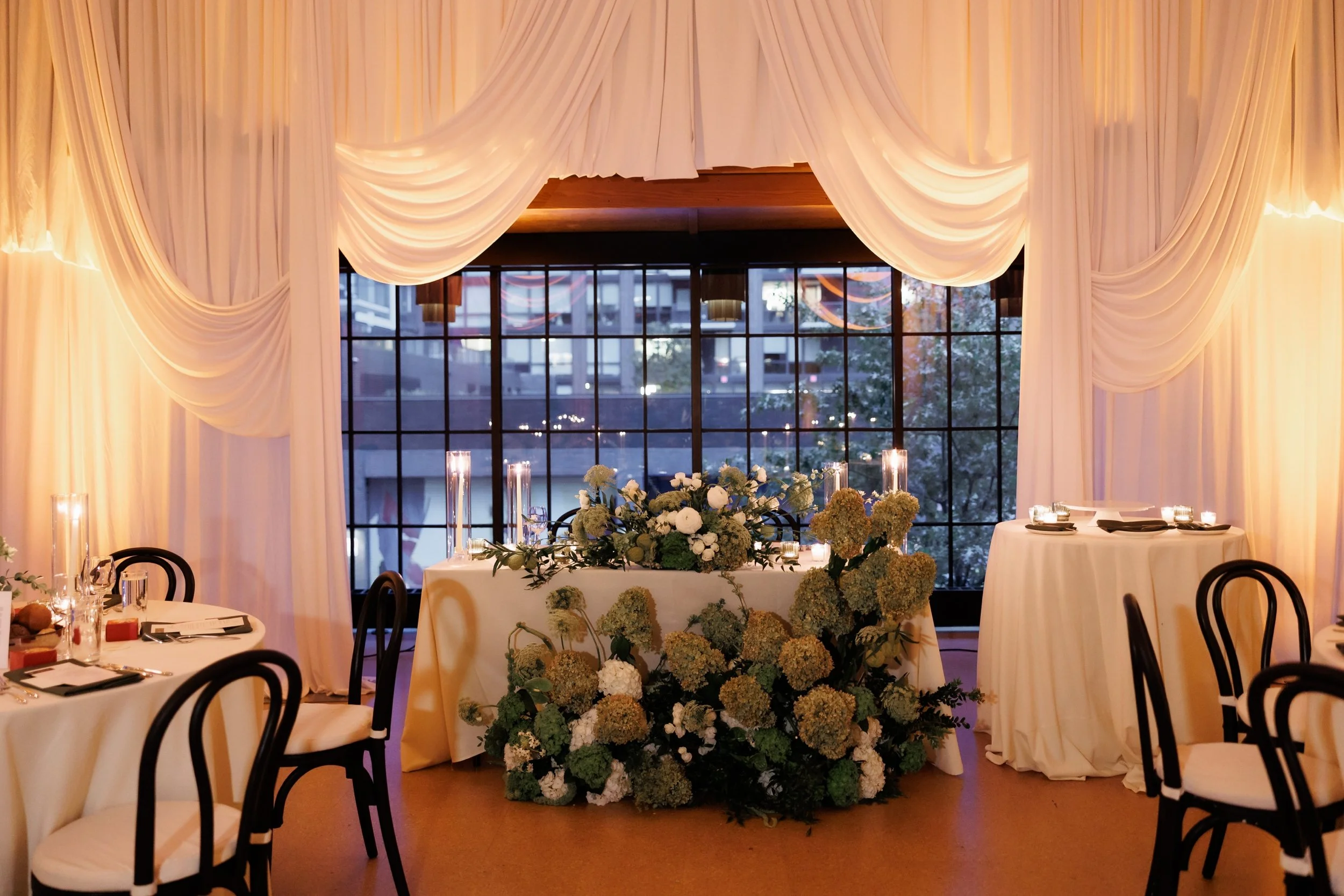  Reception decor and room draping for a wedding at the Ace Hotel Brooklyn 