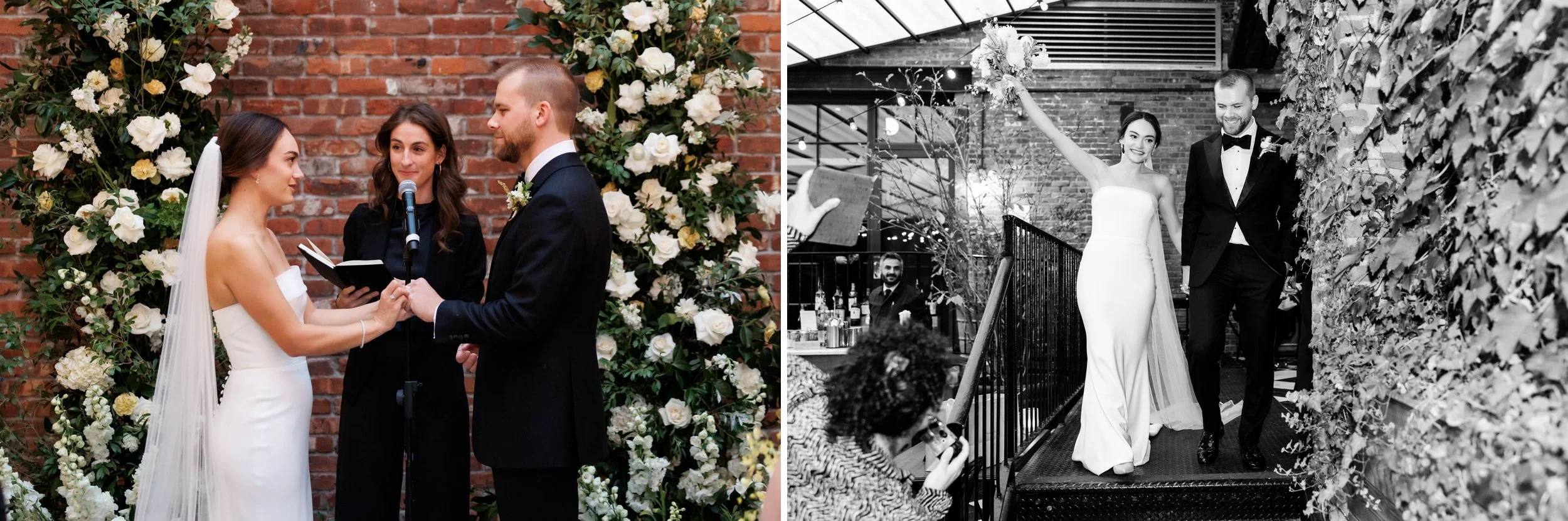  Couple exchanging vows during a wedding ceremony at the wythe hotel 
