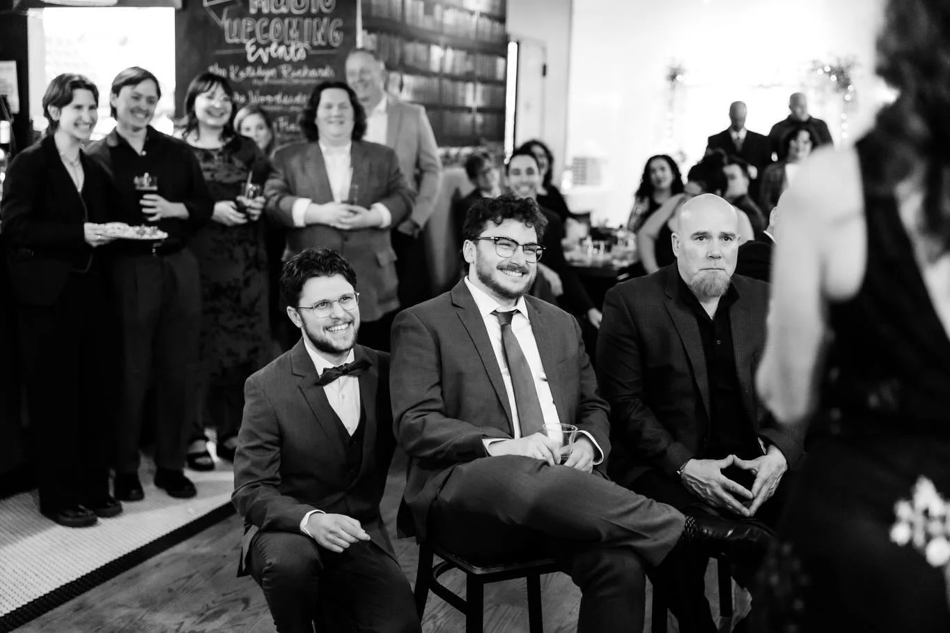 Cole and Tyler got married a year ago at City Hall. So this year they decided to throw a party to celebrate where they could invite their family and friends. They invited everyone to their local wine bar and provided so many thoughtful touches. They&