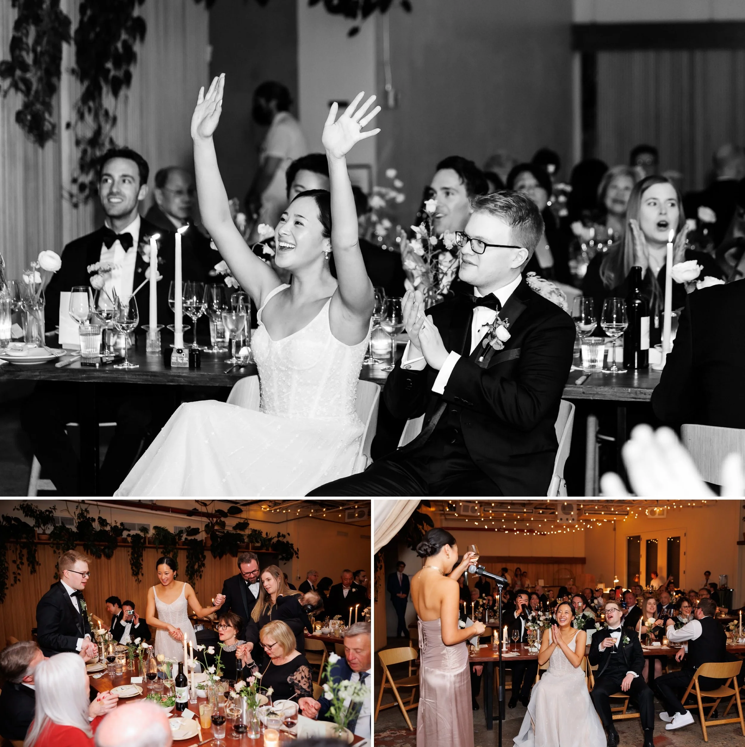 couple hangs out with their friends at wedding at Rule of Thirds