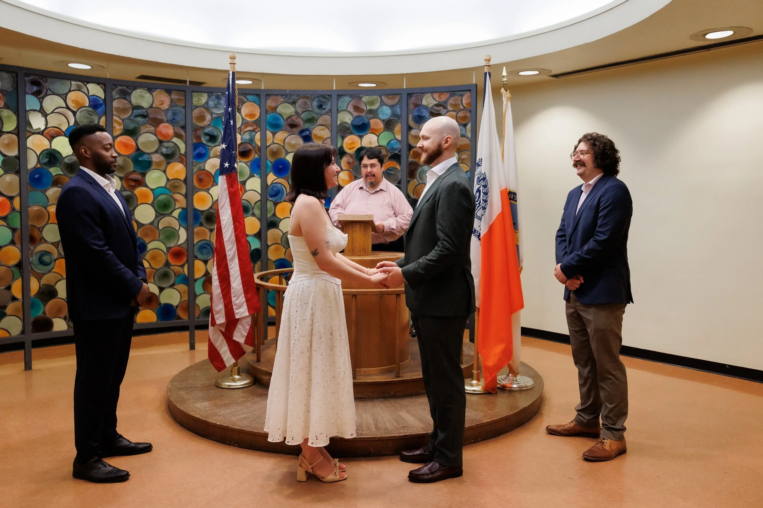 A couple saying their vows during their wedding ceremony 