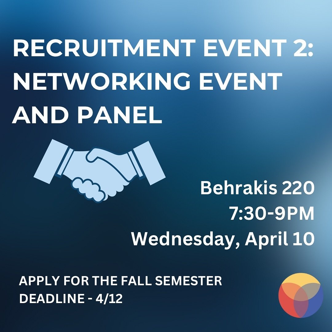 Join us for are hosting our second and final recruitment event on April 10th in Behrakis room 220 from 7:30pm to 9:00pm for our ultimate Networking Event and Panel. This is your chance to connect with members, pose questions, and gain deeper insights