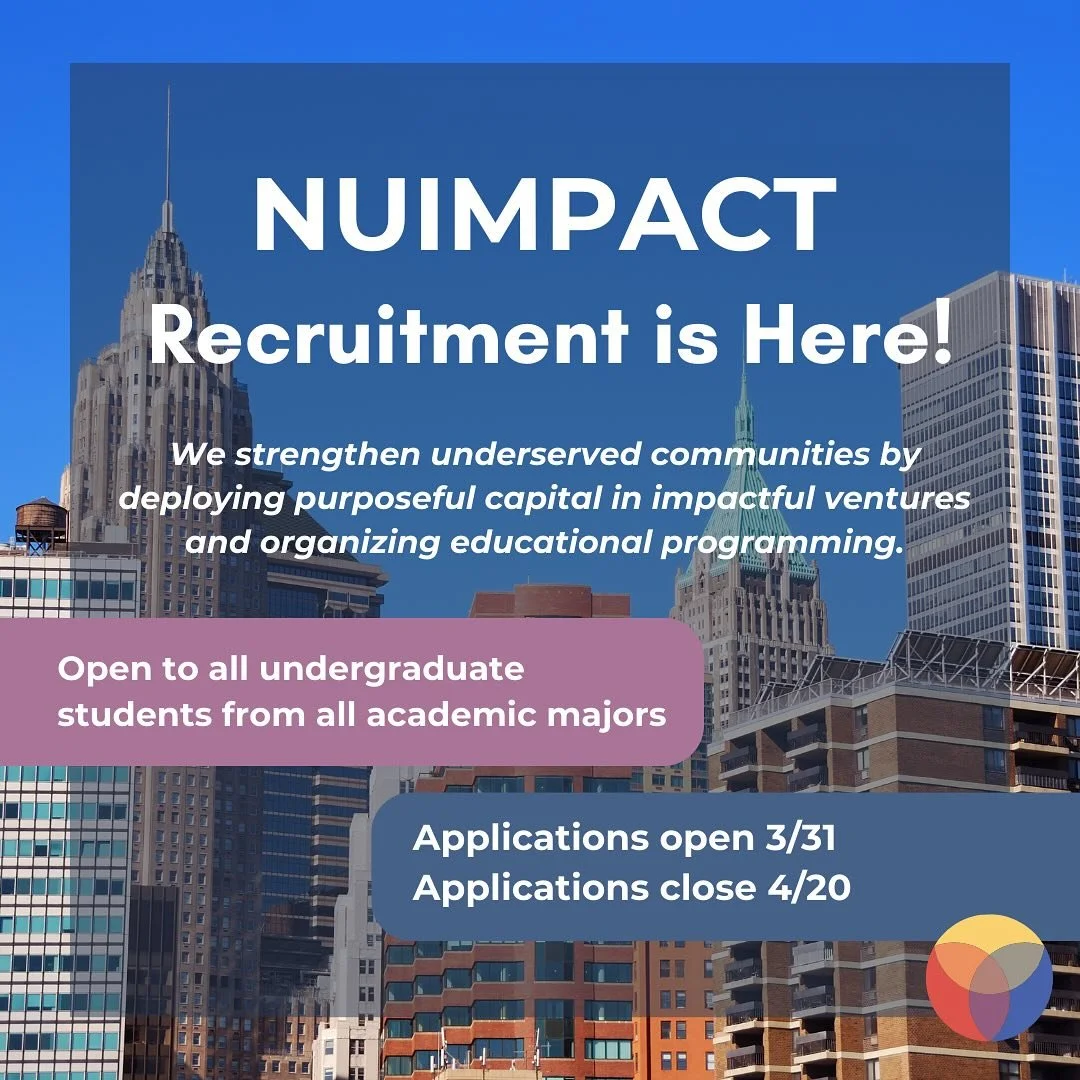 Ready to make an impact?? NUImpact recruitment for Fall 2025 is starting next week! Swipe to learn more about our recruiting events and application deadlines. Apply at our link in bio 🌟