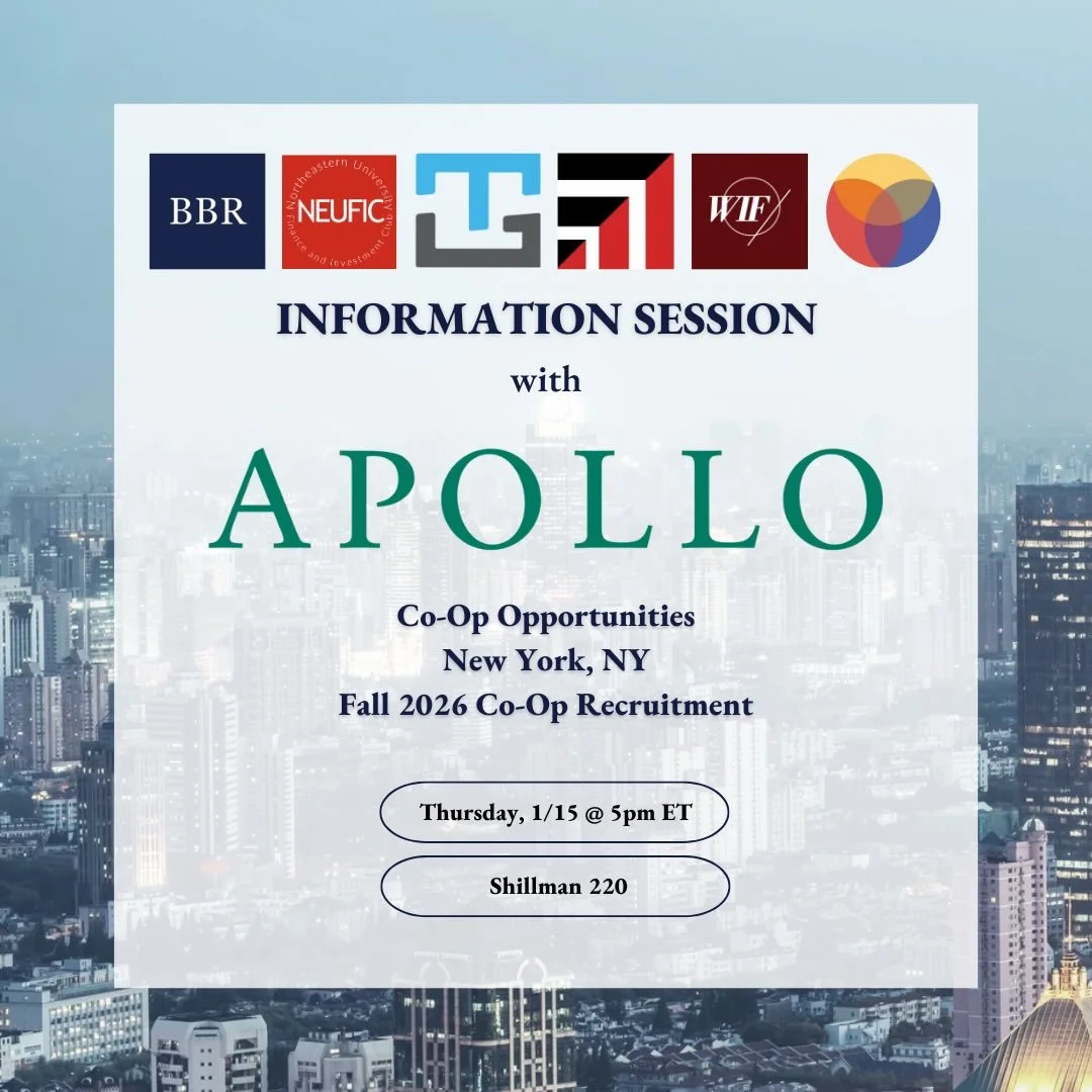 Join us this Thursday at 5PM for an information session with Apollo to learn more about Fall 2026 Co-op opportunities in New York! 💼🤝