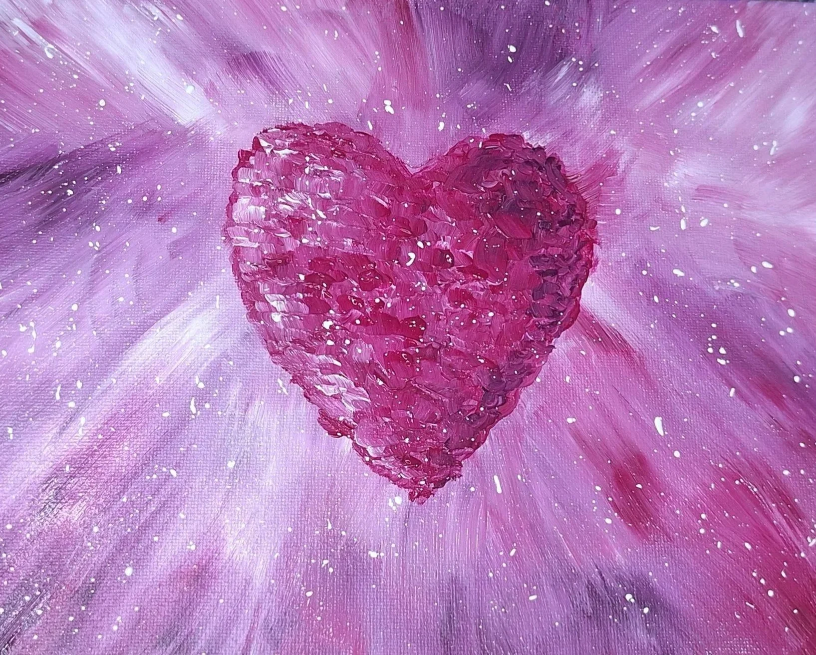 Picture of my painting Beloved Heart. Depicts abstract heart on pink background