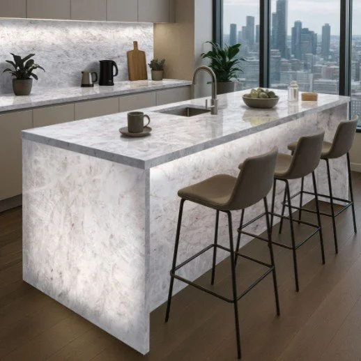 Cristallo Quartzite - MSI Surfaces backlighting