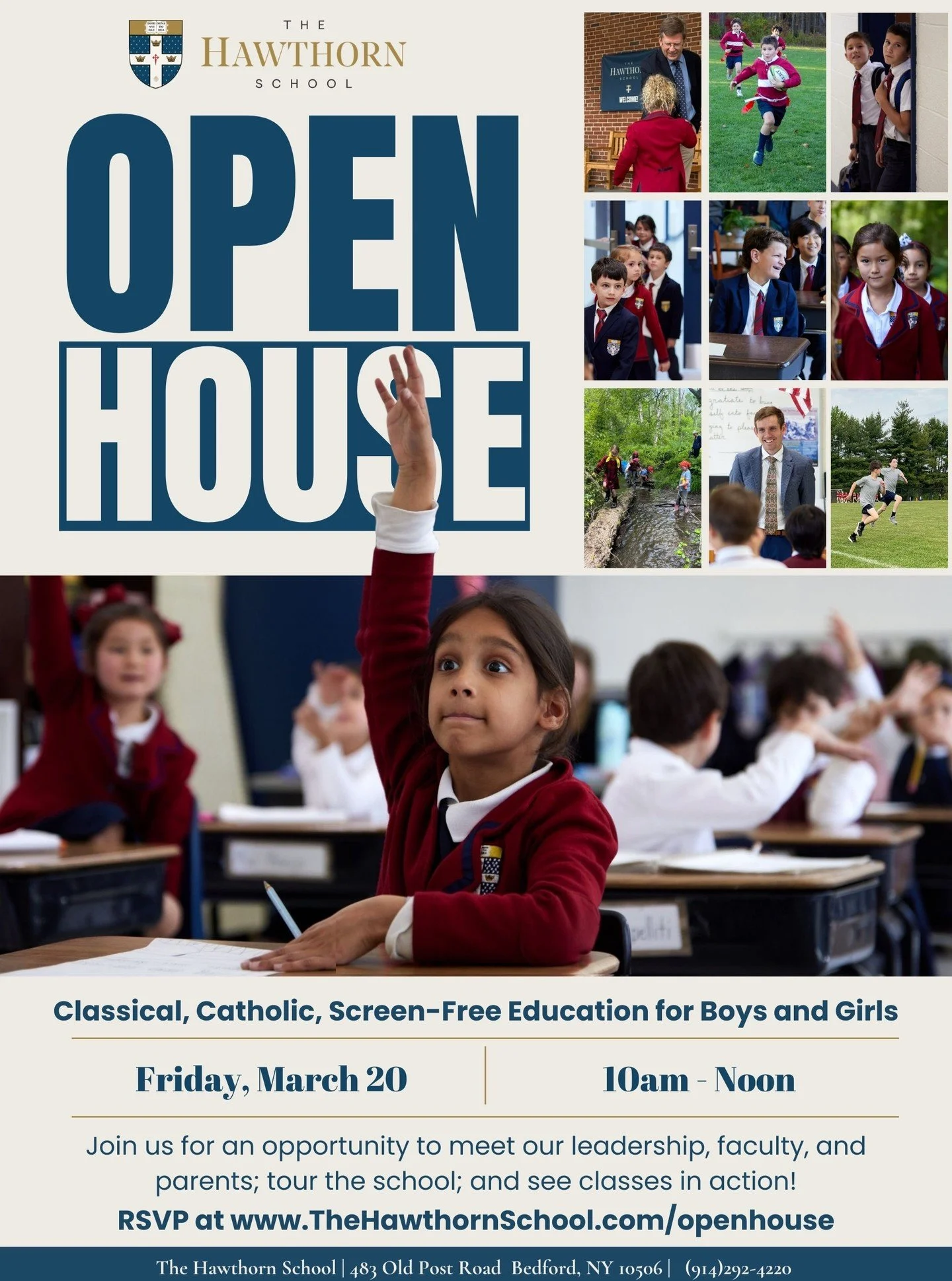Join us for our next Open House on Friday, March 20th from 10am&ndash;12pm and experience the joy of a school where children are known, challenged, and inspired.

Walk the halls while classes are in session. See students engaged in rich discussion. M