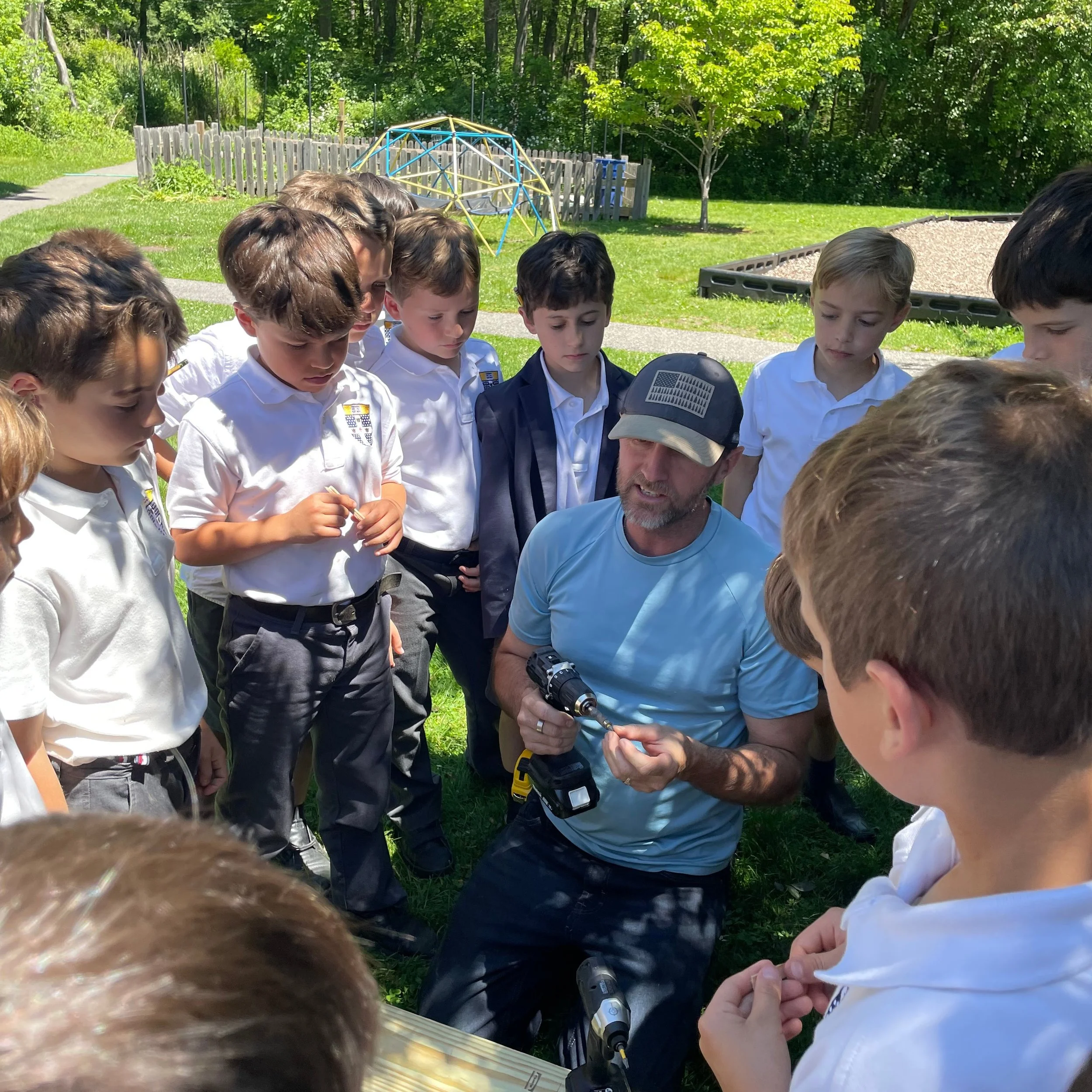 Woodworking class is well underway! 

Bridges and raised paths are being constructed for the woods by our 2nd and 3rd grade boys, who are loving seeing their popsicle-stick models come into full scale!