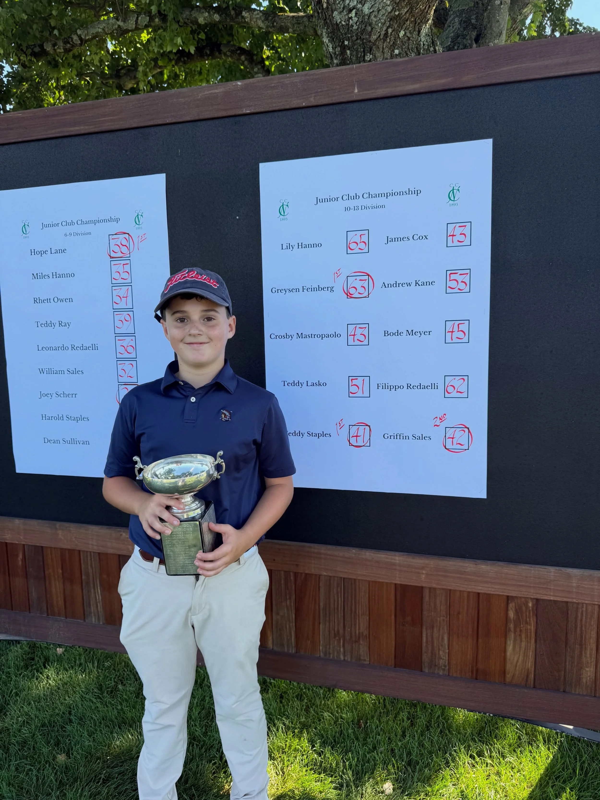 A big congratulations to Teddy, the new Junior Club Champion at the Country Club of New Canaan! 

Teddy took the title in the 10&ndash;13 age group and has the trophy to prove it. Way to go, Teddy!