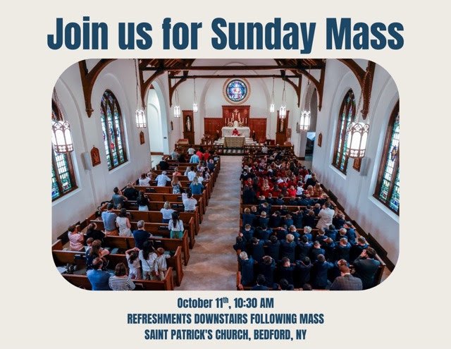 Join Hawthorn families and St. Patrick's parishioners for our Monthly Family Mass on Sunday, October 11th at 10:30 AM. Refreshments and fellowship follow downstairs, hosted by the Hawthorn Parents Guild. No RSVP necessary, all are welcome!