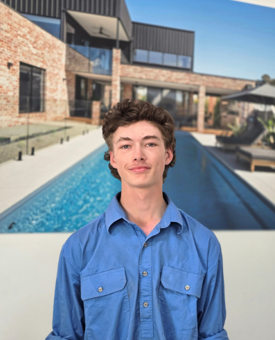 Mayson Brown labourer assisting pool installation Countrywide Pools regional WA