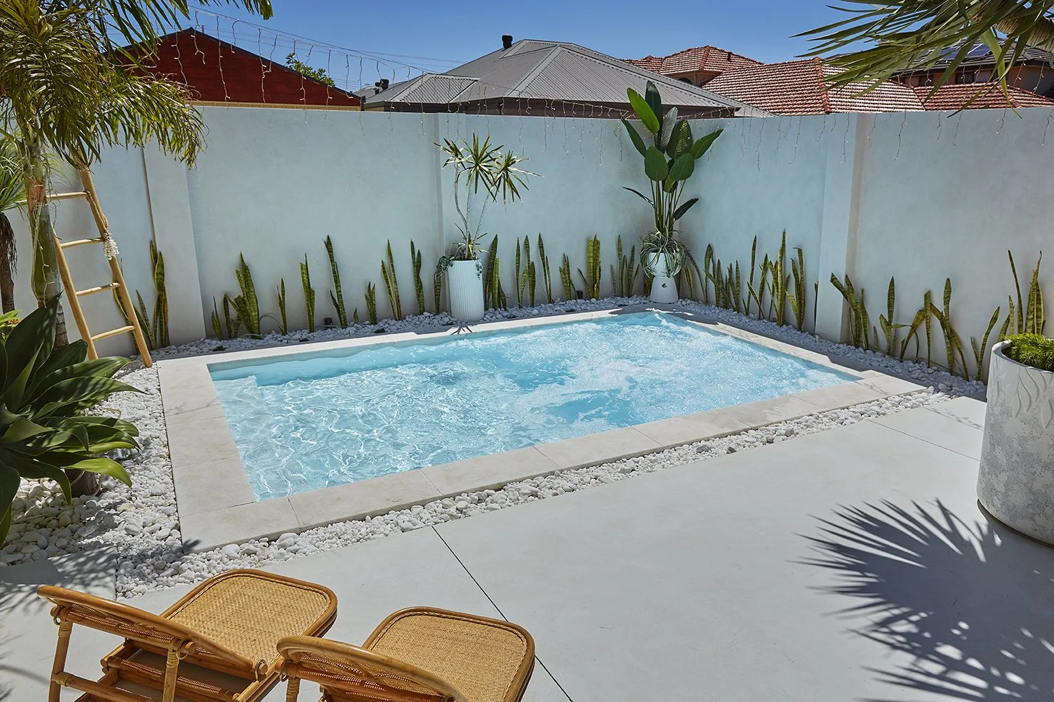 A spa wader pool in a small backyard - fibreglass pool installation still possible in small backyards