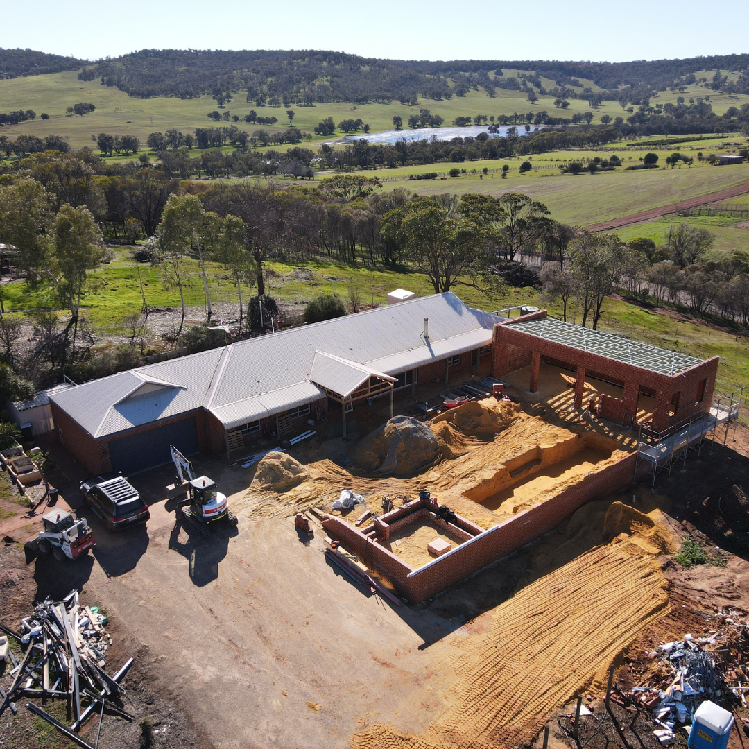 sloping site in bindoon before fibreglass pool installation with rural farmland views