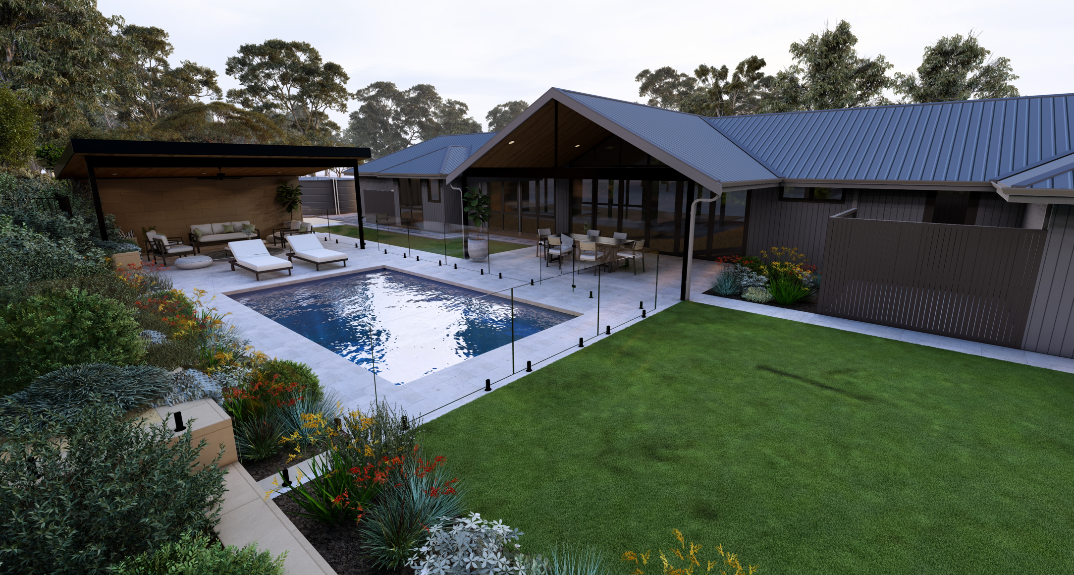 Pool Install plan for property in Wundowie, WA with full landscaping services by Revell Landscaping. 