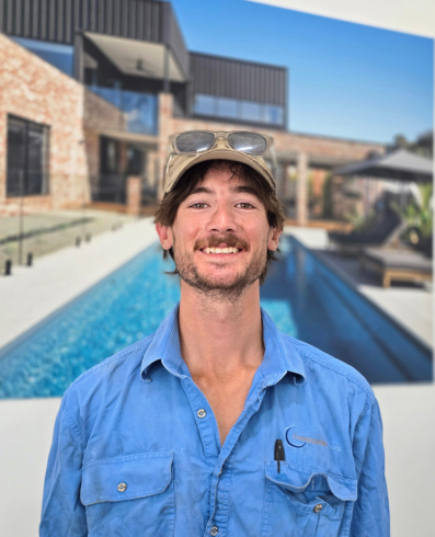 Lachy Uren lead operator excavating pool site Perth Hills fibreglass pool installation