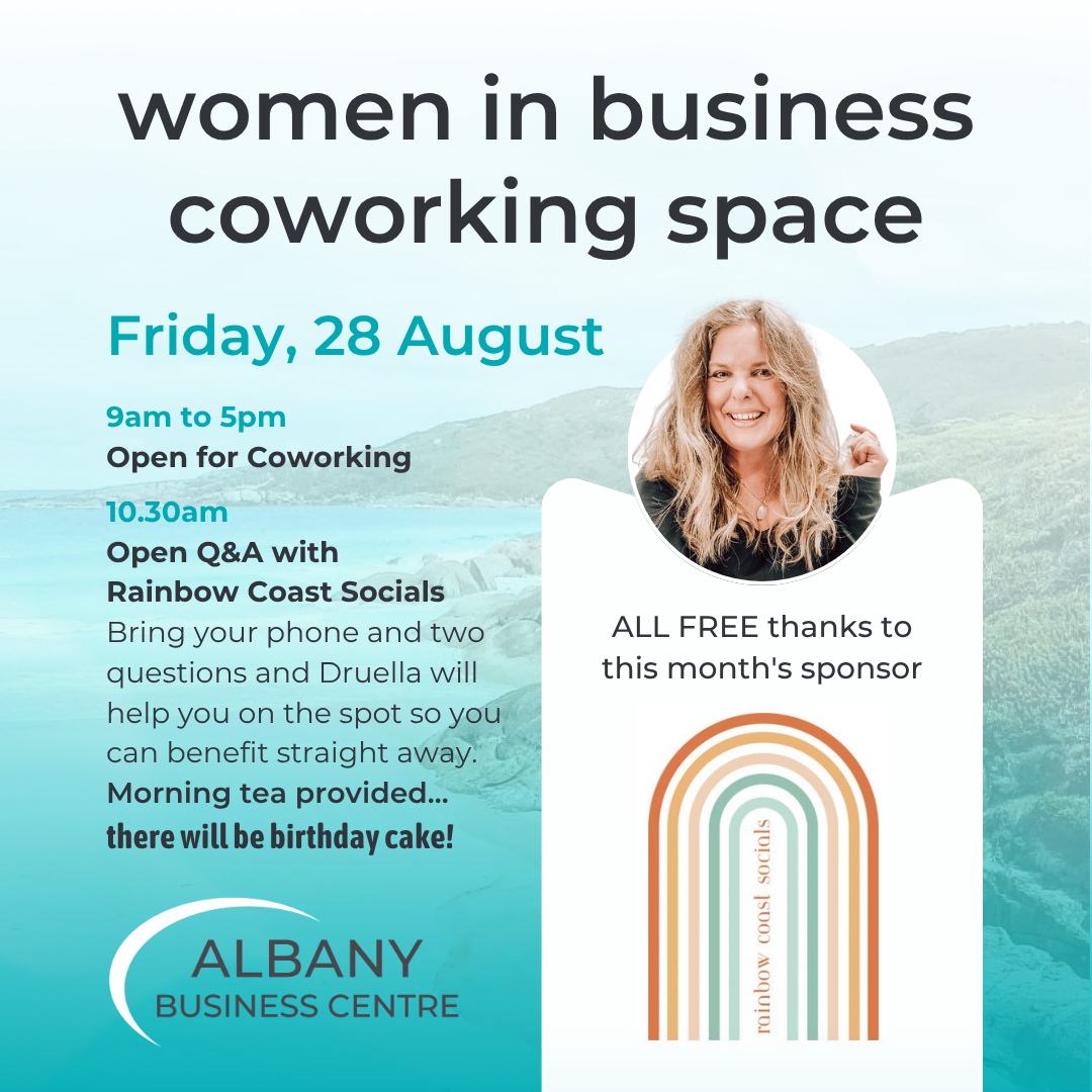 Women in Business Coworking Day – Sponsored by Rainbow Coast Socials