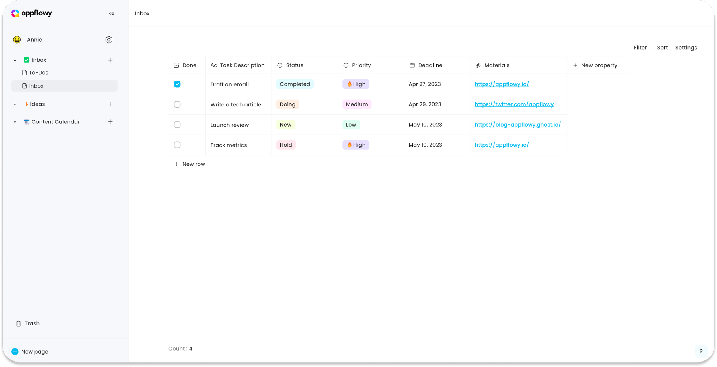 appflowy notion databases