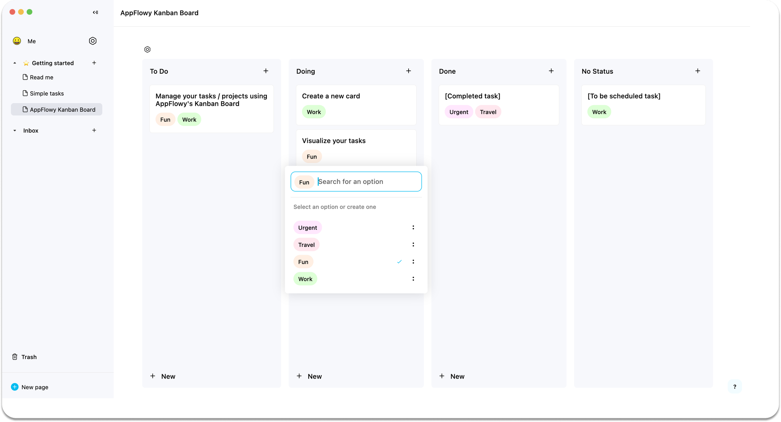 appflowy notion trello kanban board