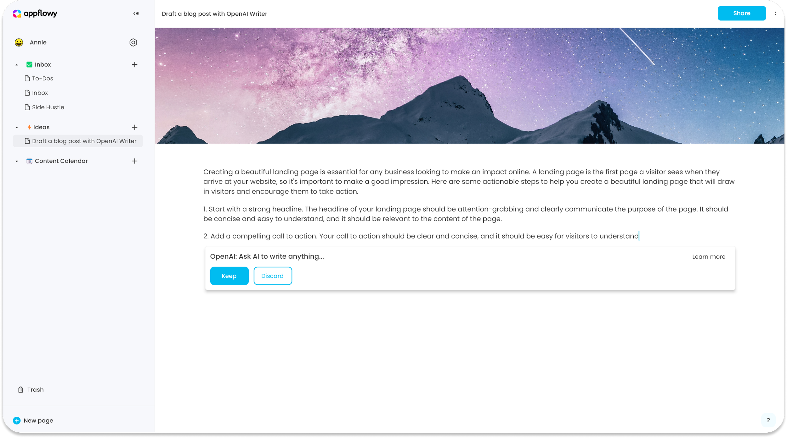 appflowy open ai gpt auto generator