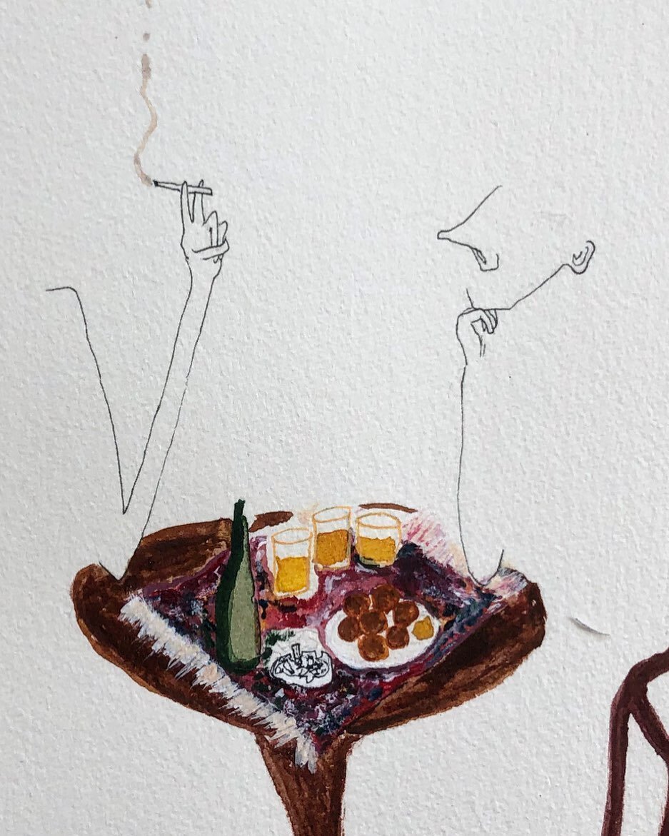 Bruin caf&eacute; 🪑
.
.
.
#felinesart #bruincafe #foodculture #borreltijd #drawing #originalart #illustrator #commisionsopen